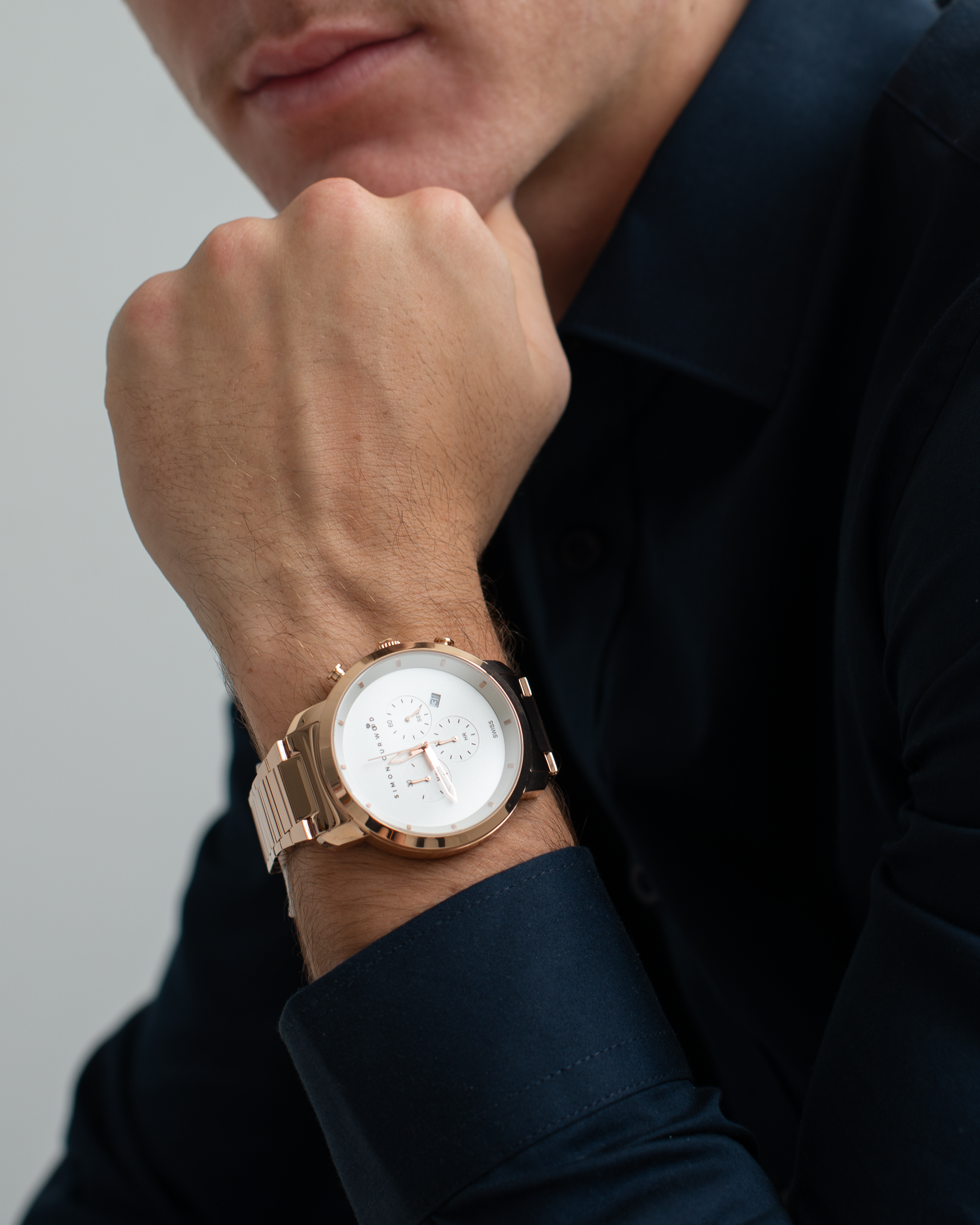 25% OFF APPLIED TO CART - Rose Gold Tone Stainless Steel Watch With White Dial