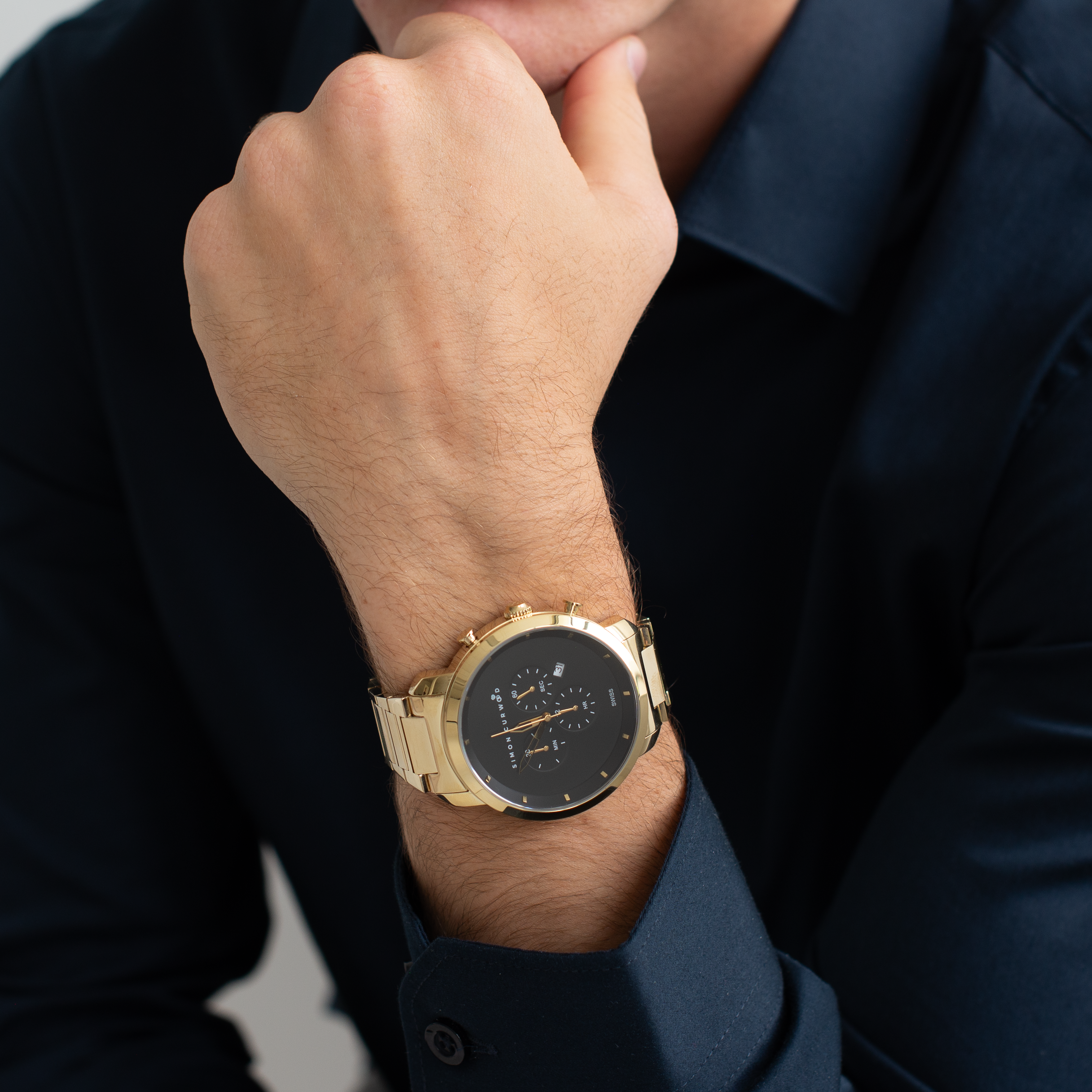 25% OFF APPLIED TO CART - Gold Tone Stainless Steel Watch With Black Dial