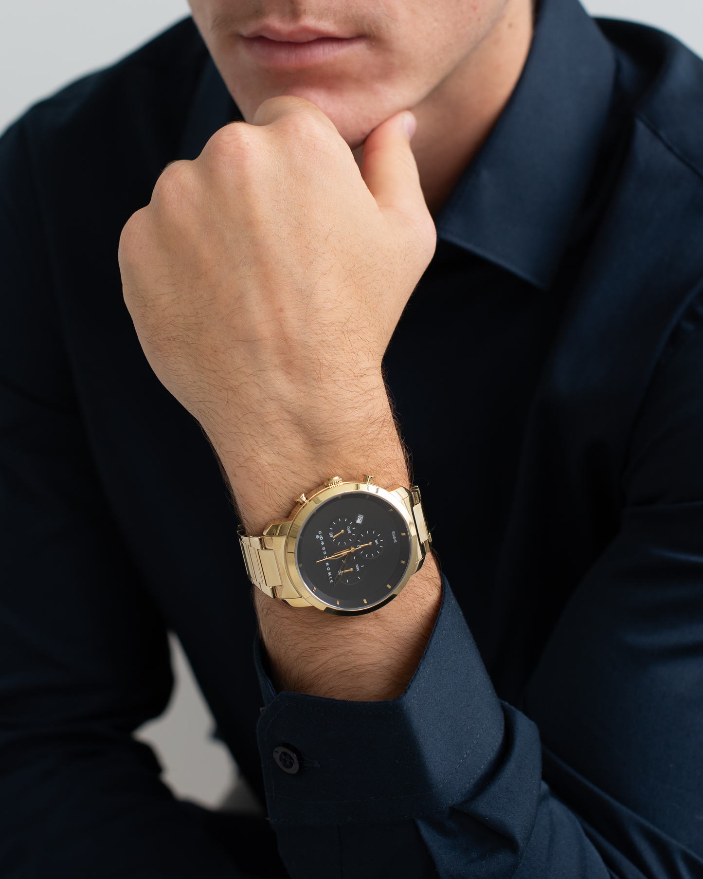 25% OFF APPLIED TO CART - Gold Tone Stainless Steel Watch With Black Dial