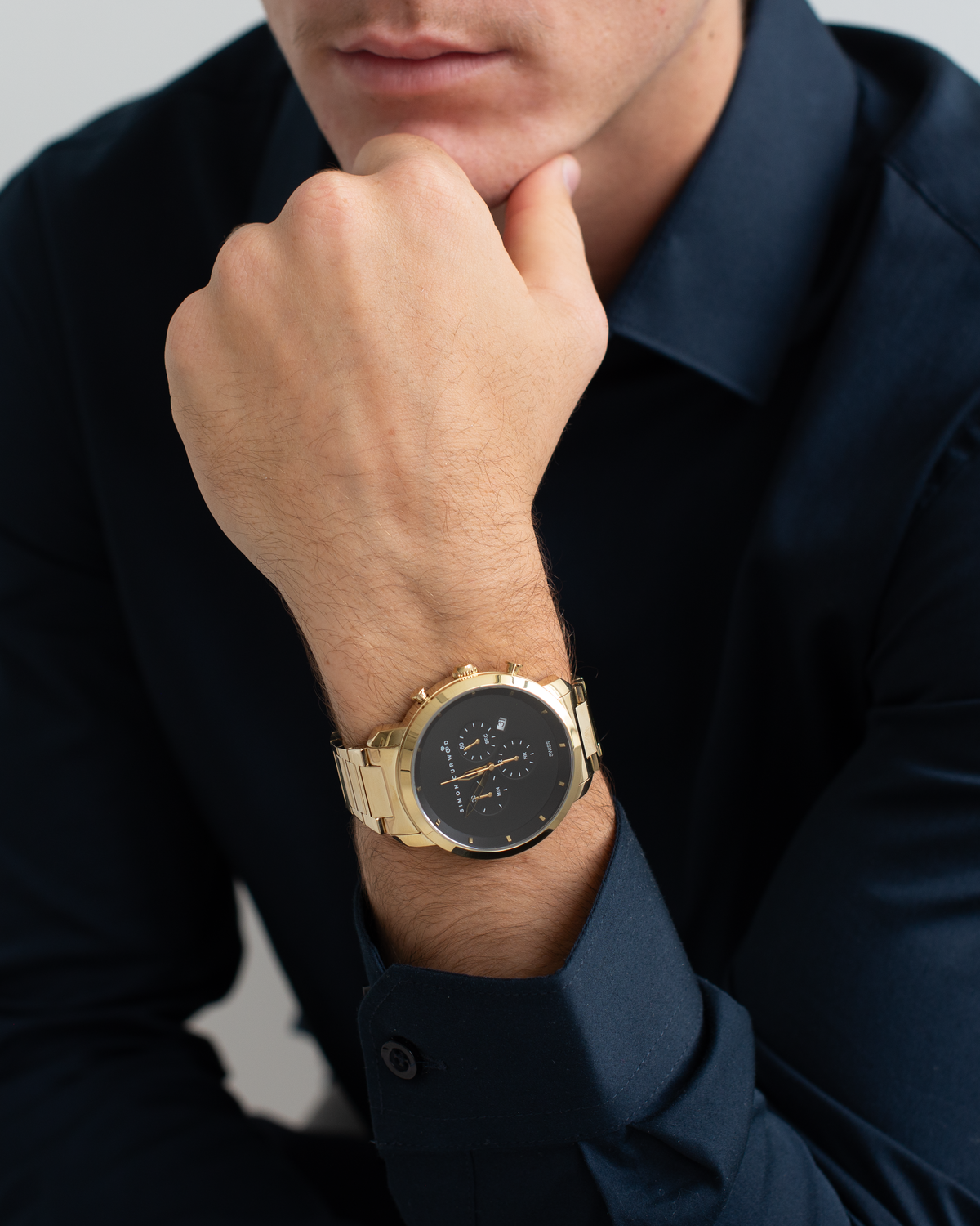 25% OFF APPLIED TO CART - Gold Tone Stainless Steel Watch With Black Dial