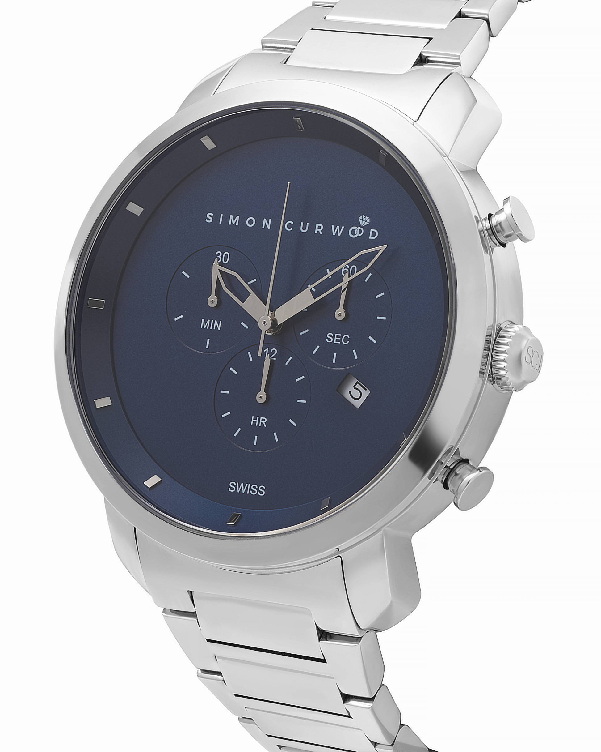Stainless Steel Watch With Ceylon Blue Dial And Swiss Movement