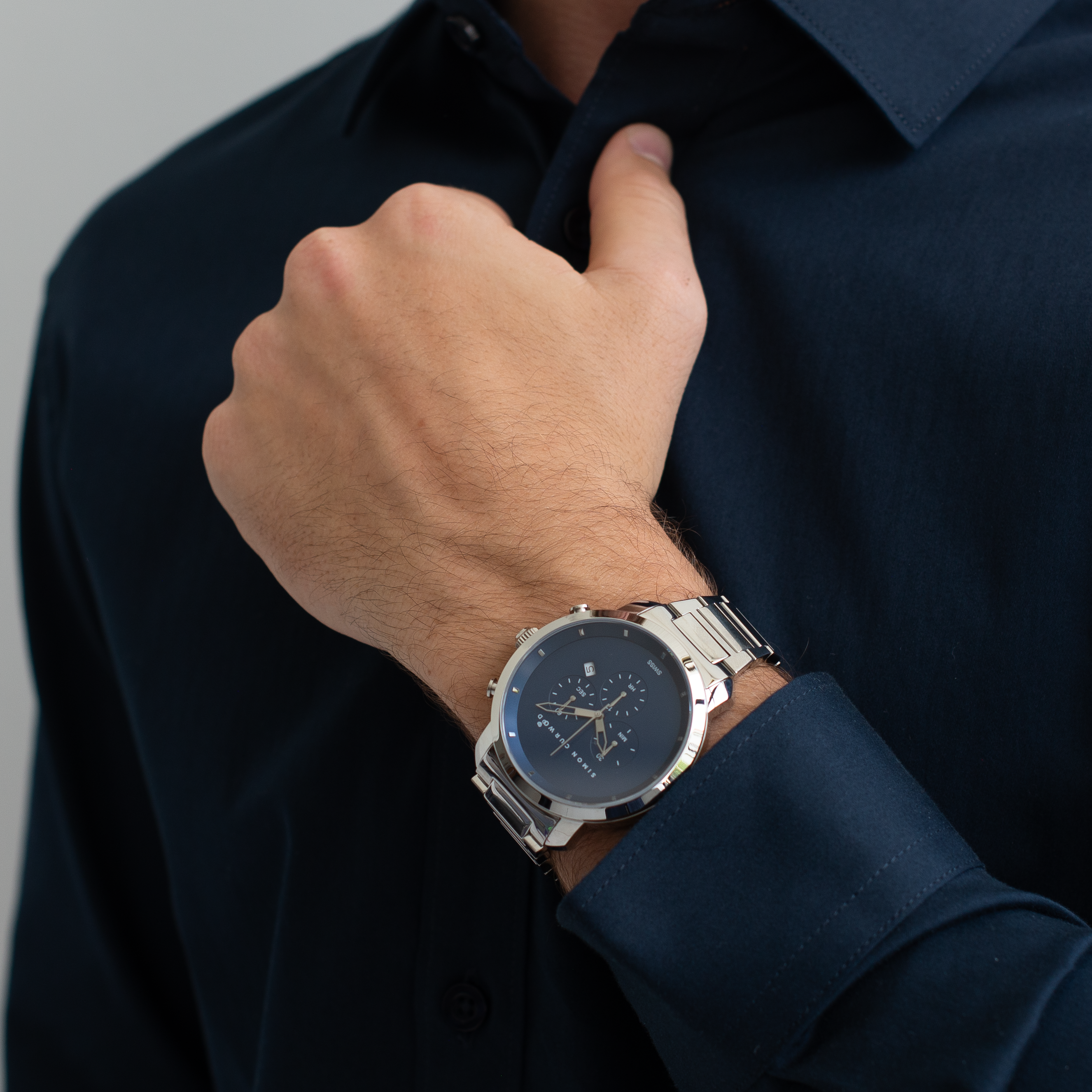 Stainless Steel Watch With Ceylon Blue Dial And Swiss Movement