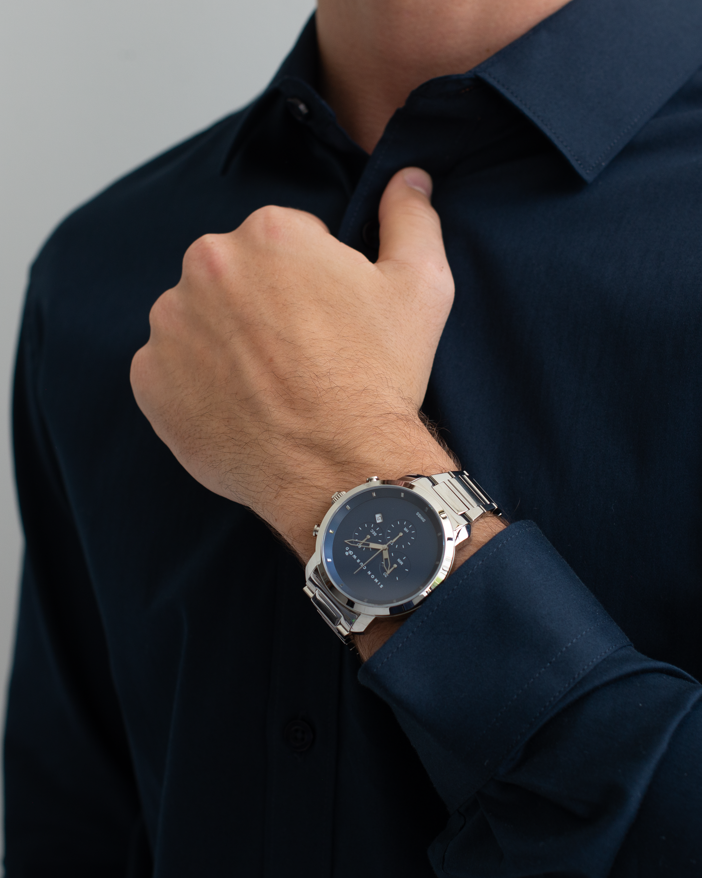 Stainless Steel Watch With Ceylon Blue Dial And Swiss Movement