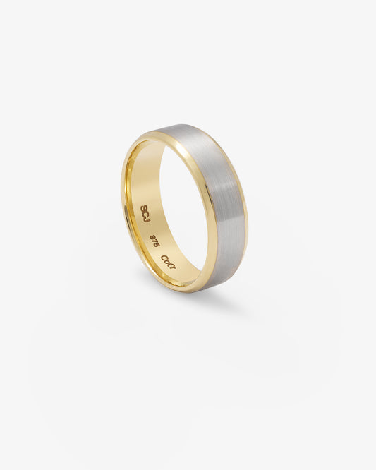 9K Yellow Gold And Cobalt Chrome Polished Edges With Brushed Centre Band 6.5mm