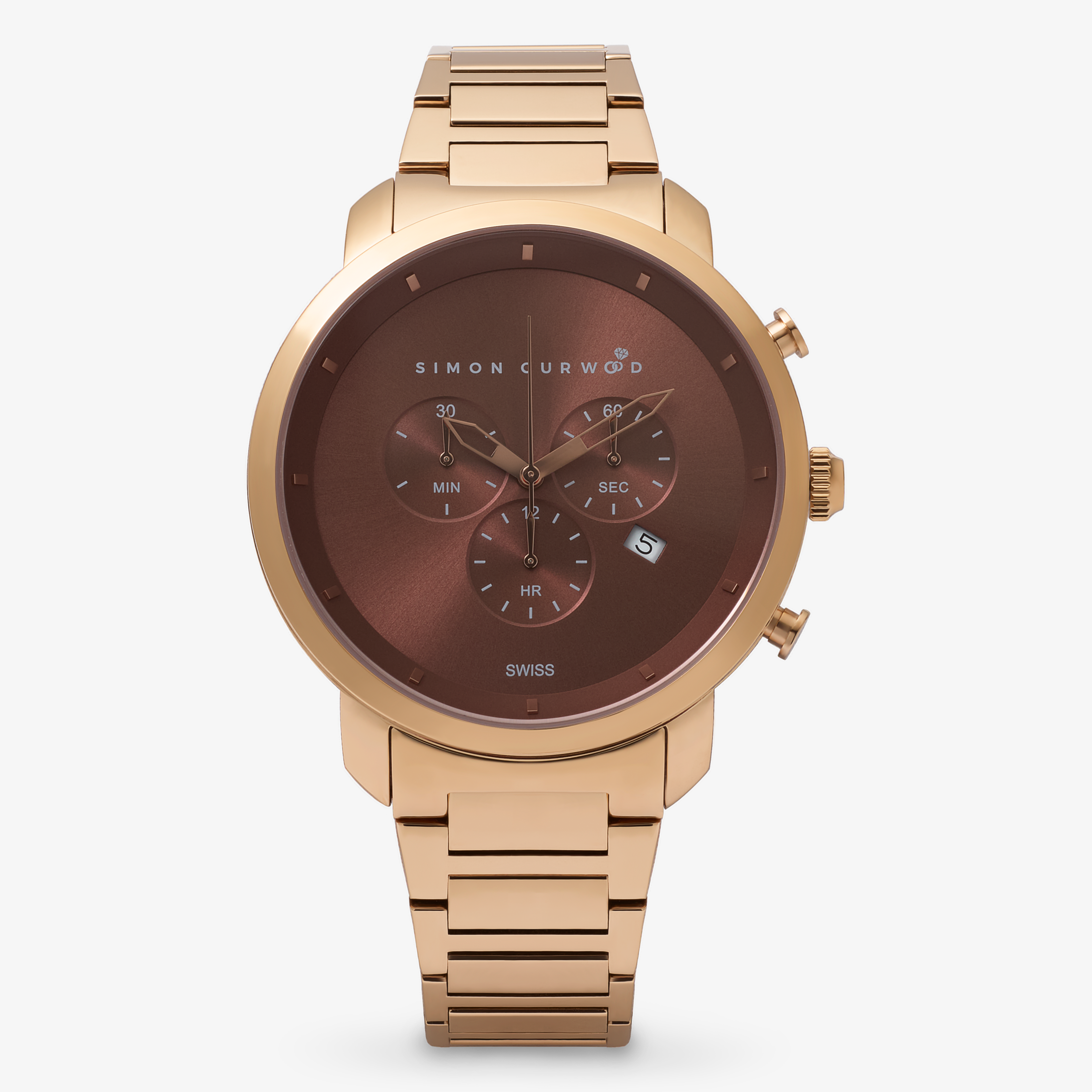 25% OFF APPLIED TO CART - Stainless Steel Rose Tone Watch With Mocha Dial
