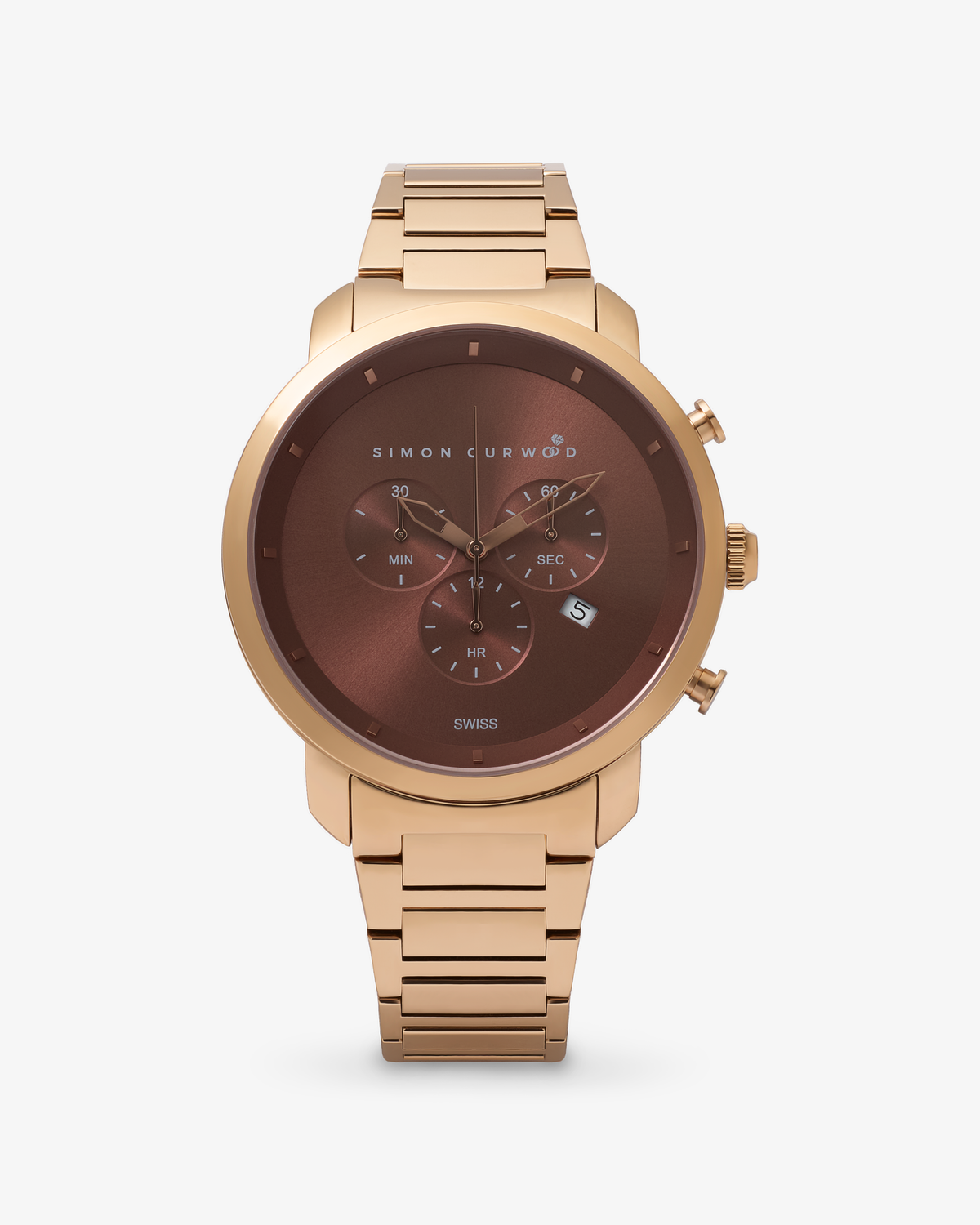 25% OFF APPLIED TO CART - Stainless Steel Rose Tone Watch With Mocha Dial