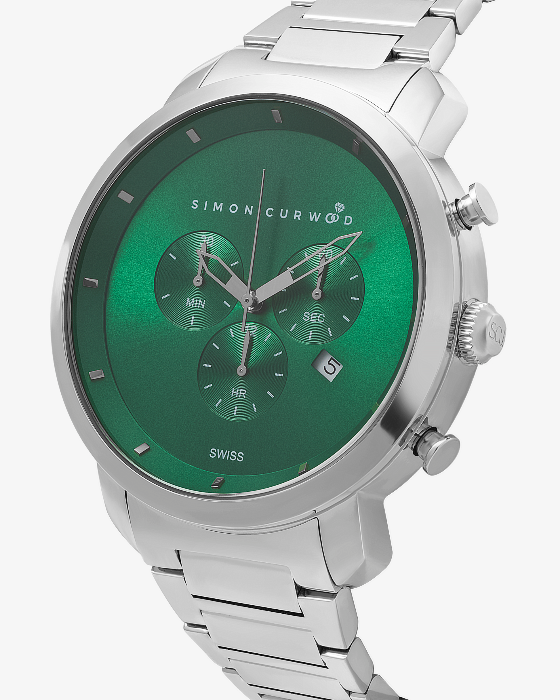 Stainless Steel Watch With Green Dial