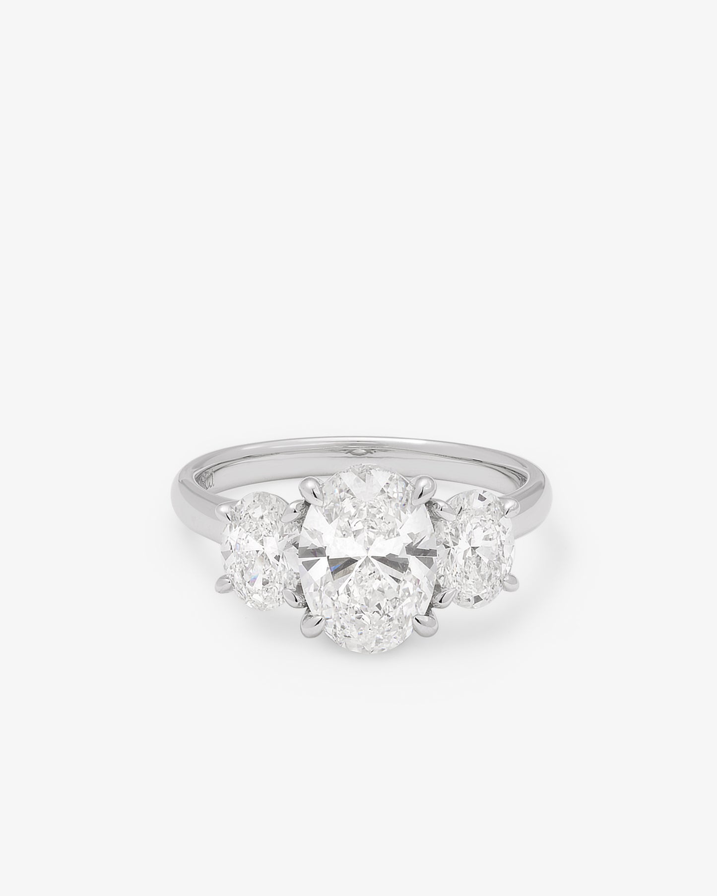 18K White Gold 2ct Oval Lab Diamond Centre Trilogy Ring