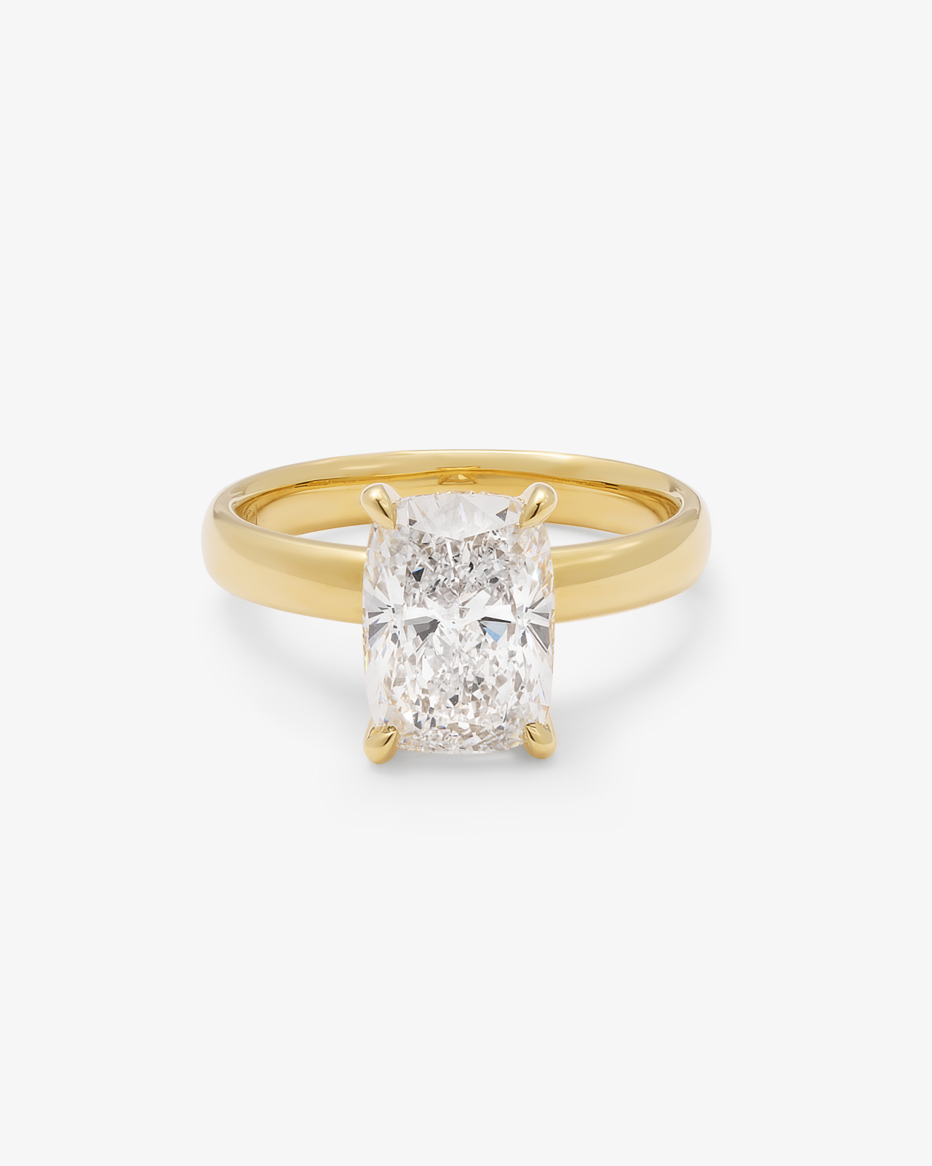 18k Yellow Gold 3.0ct Cushion Lab Diamond Solitaire With Diamond Gallery Ring