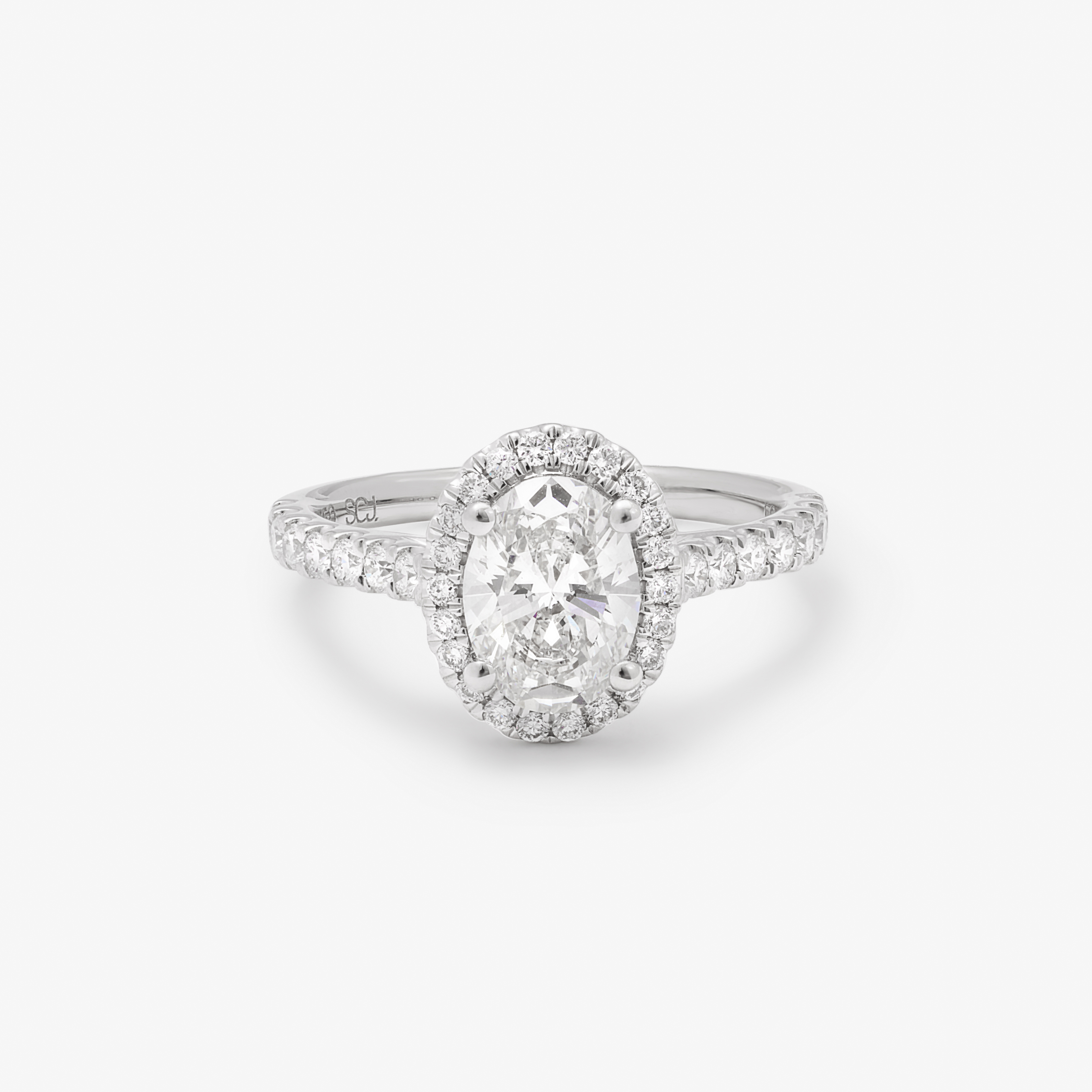 18k White Gold 1.5ct Oval Lab Diamond With Lab Diamond Halo And Shoulders