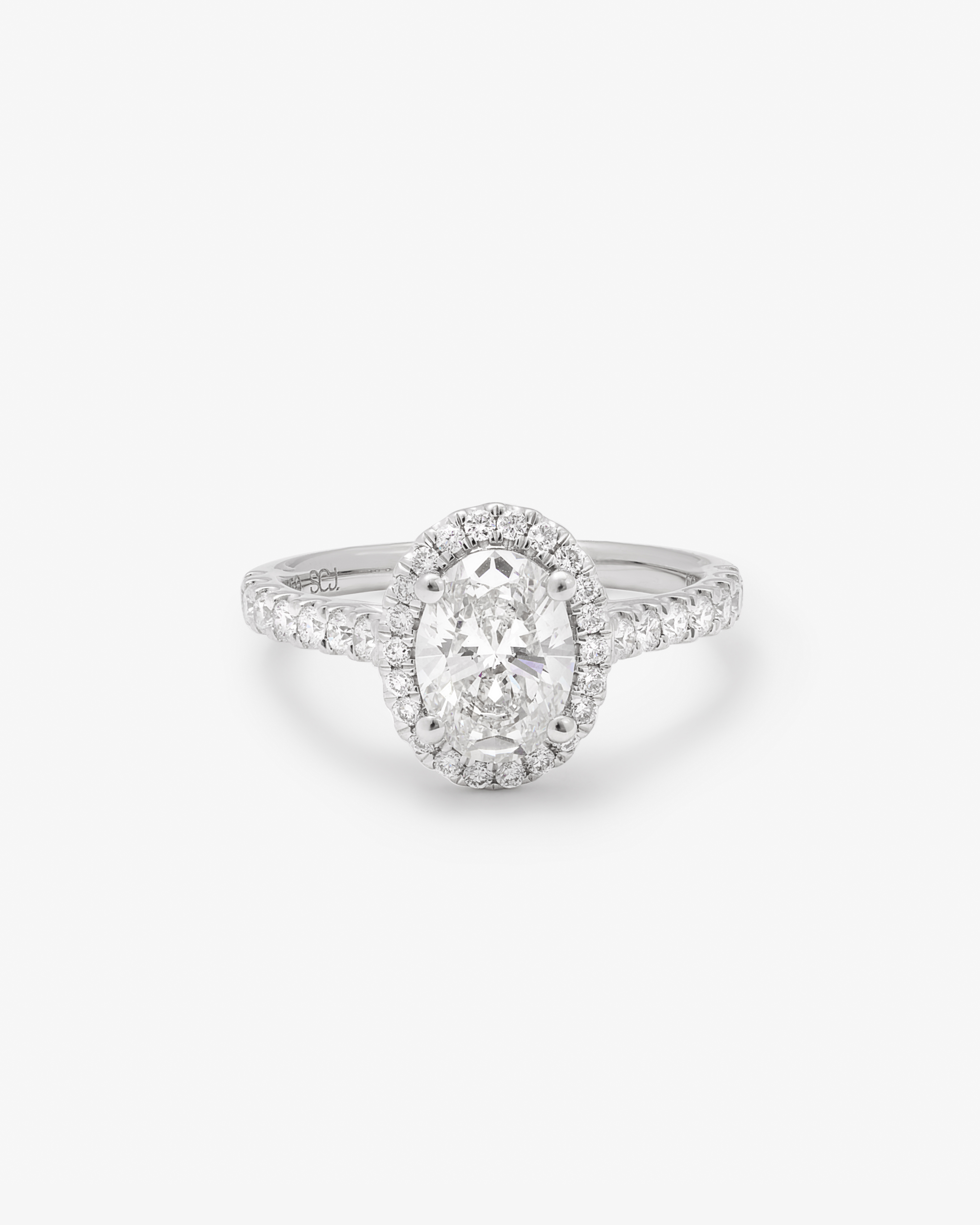18k White Gold 1.5ct Oval Lab Diamond With Lab Diamond Halo And Shoulders