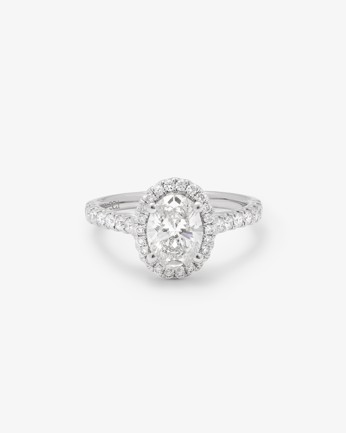 18k White Gold 1.5ct Oval Lab Diamond With Lab Diamond Halo And Shoulders