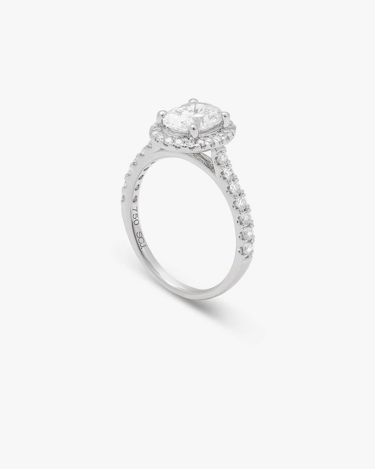 18k White Gold 1.5ct Oval Lab Diamond With Lab Diamond Halo And Shoulders