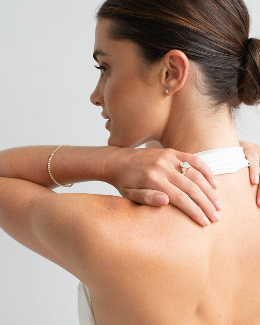 18K Yellow Gold 2.0ct Marquise Lab Diamond Centre With Pear And Brilliant Shoulders Ring 2.8tdw