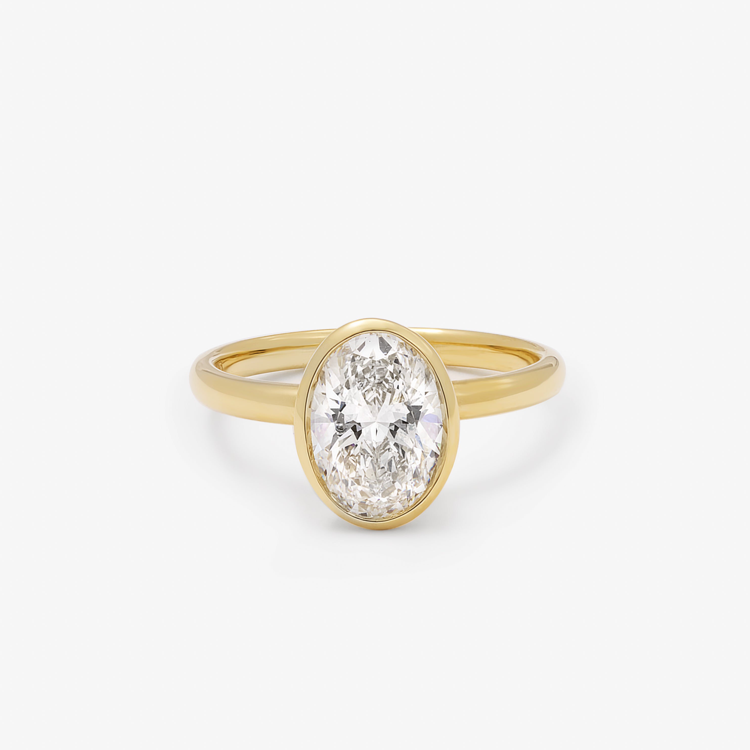 18K Yellow Gold 2.0ct Oval Lab Diamond Bezel Set Ring