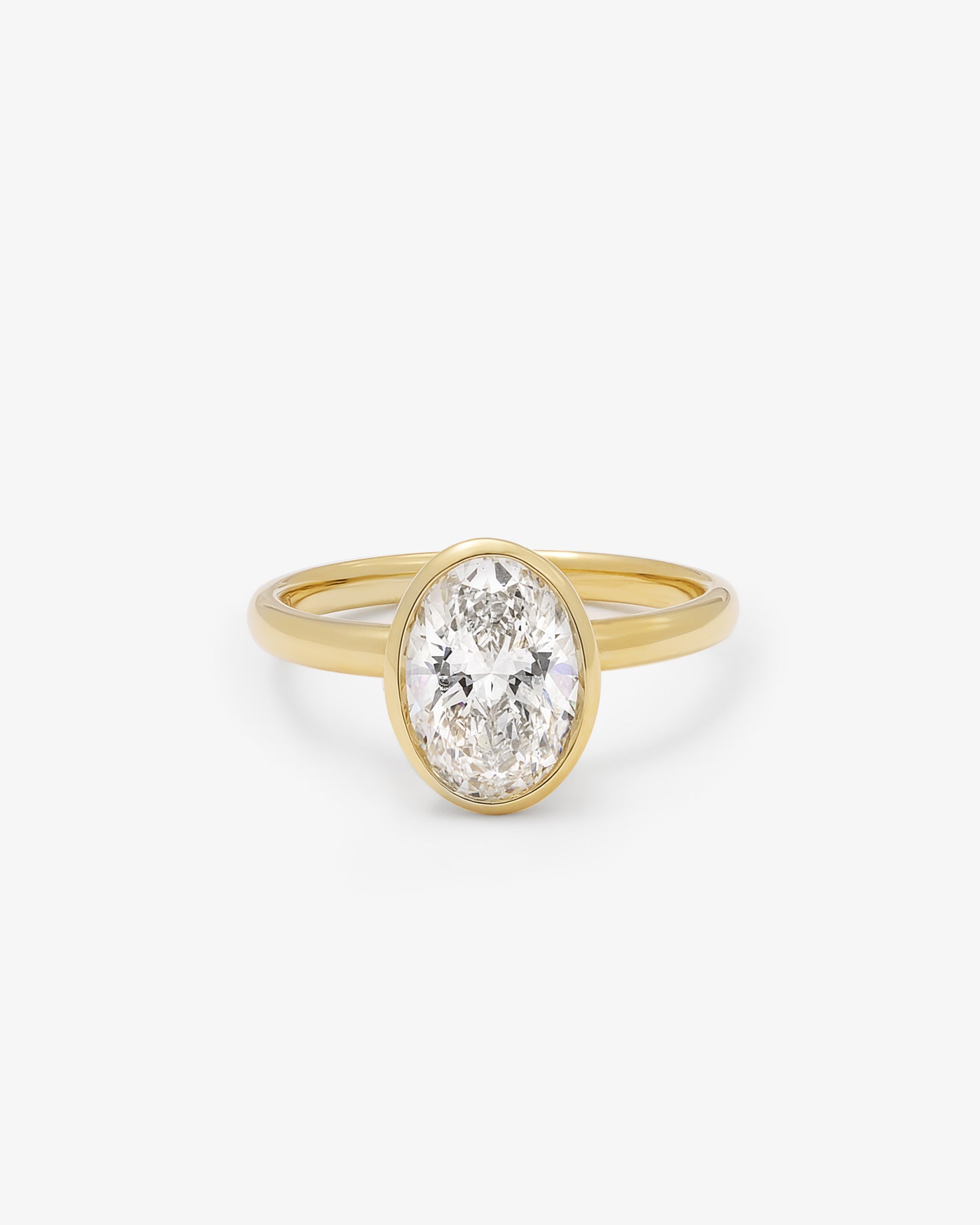 18K Yellow Gold 2.0ct Oval Lab Diamond Bezel Set Ring