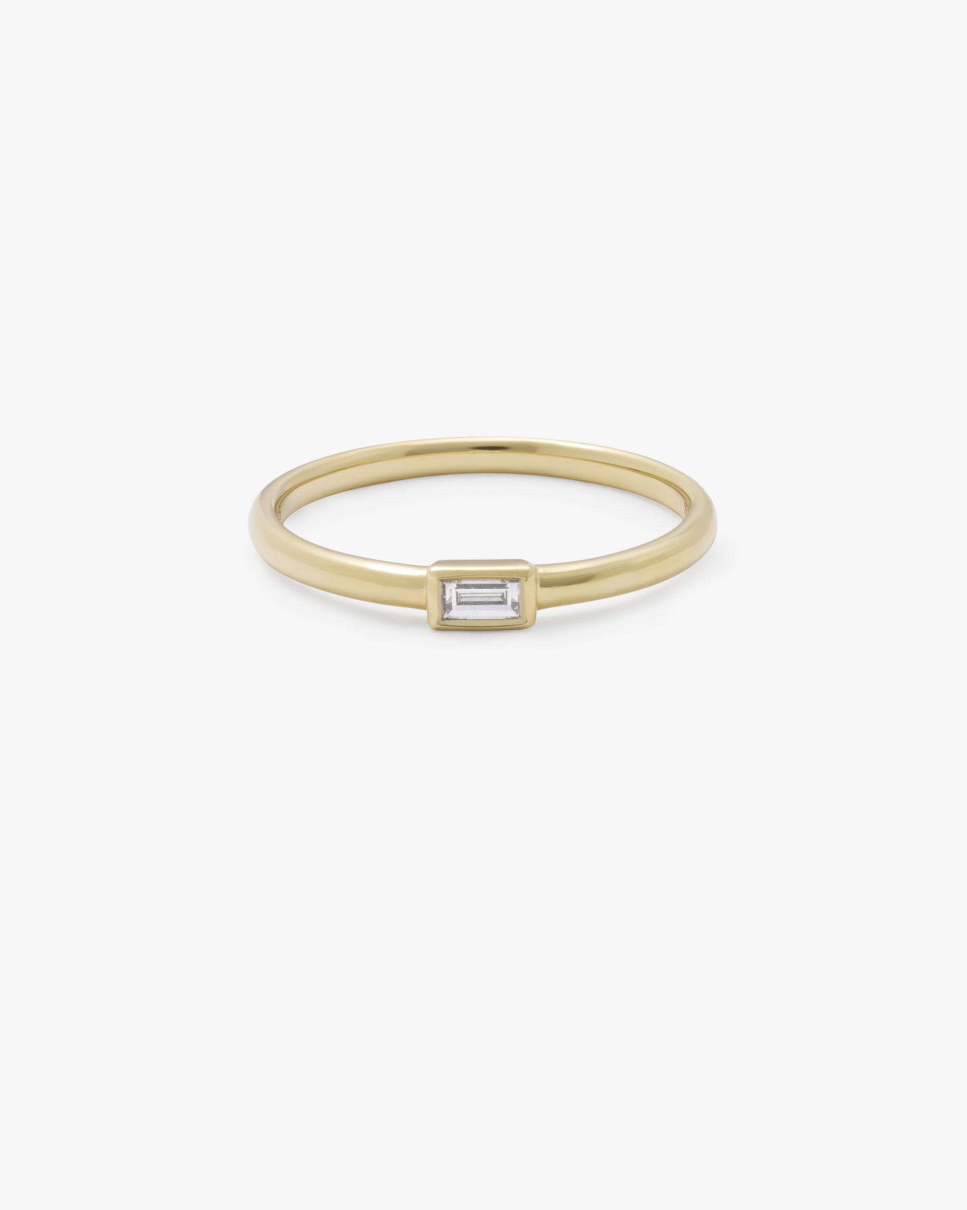 9K Yellow Gold Baguette Diamond Bezel Set dress ring