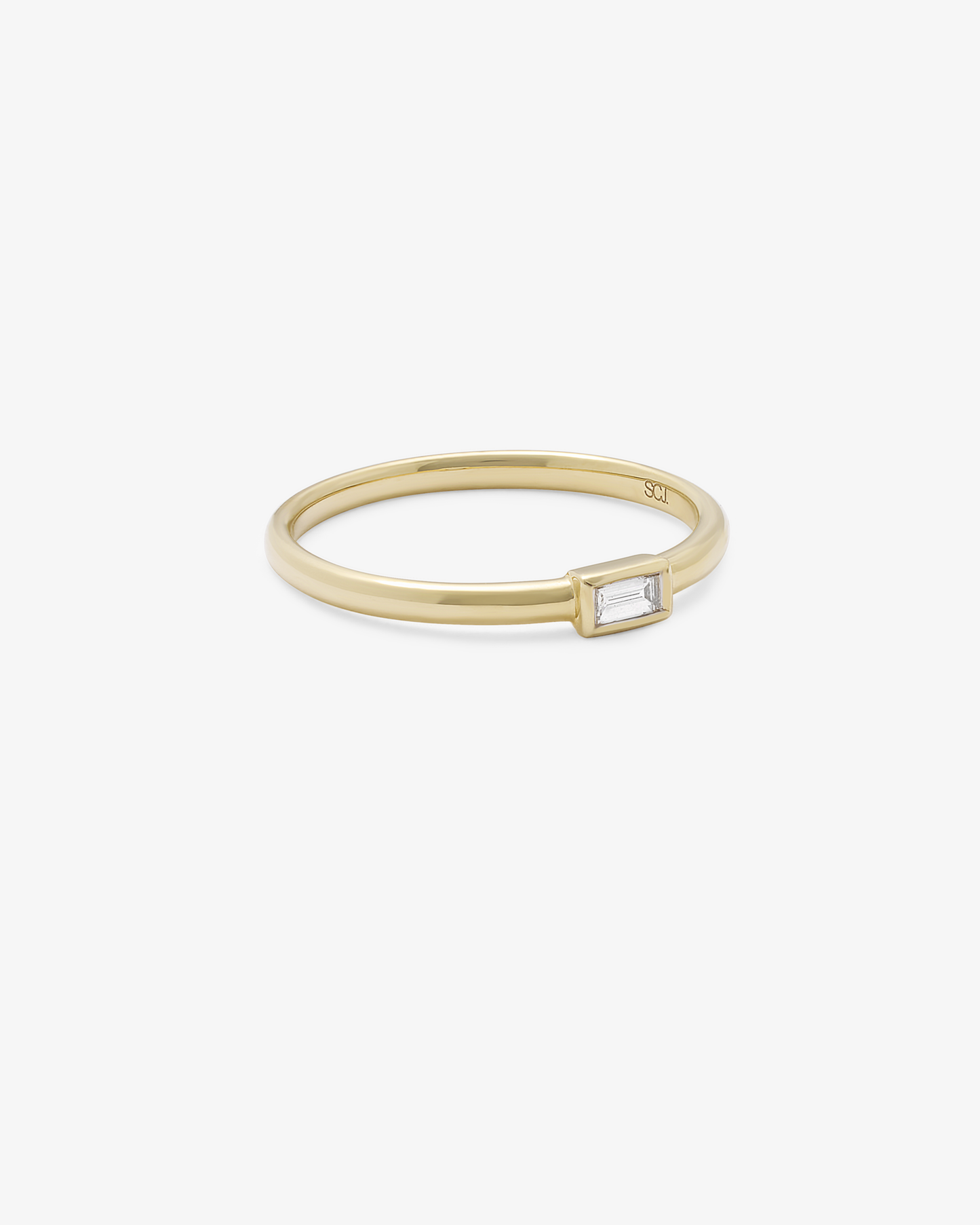 9K Yellow Gold Baguette Diamond Bezel Set dress ring