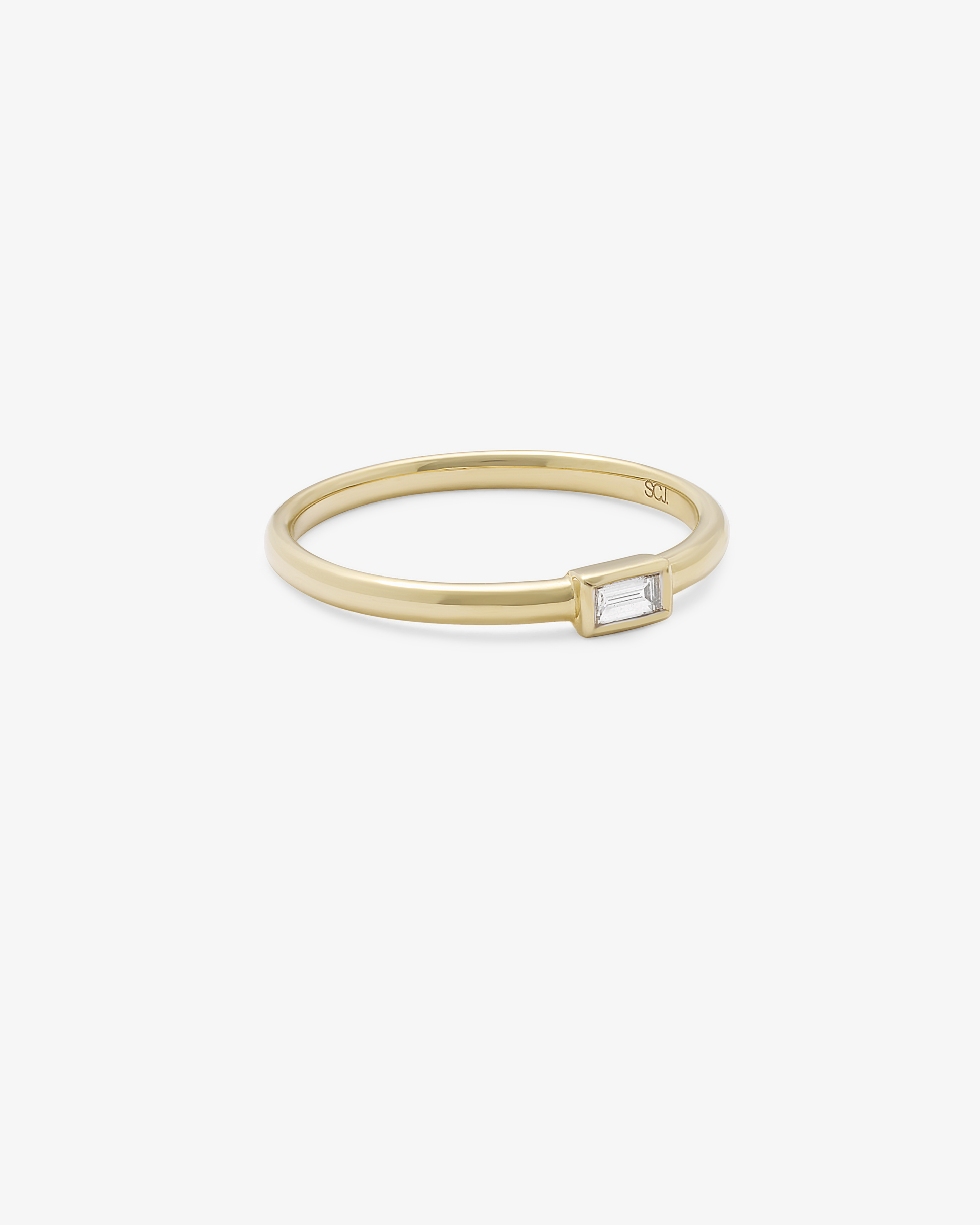 9K Yellow Gold Baguette Diamond Bezel Set dress ring