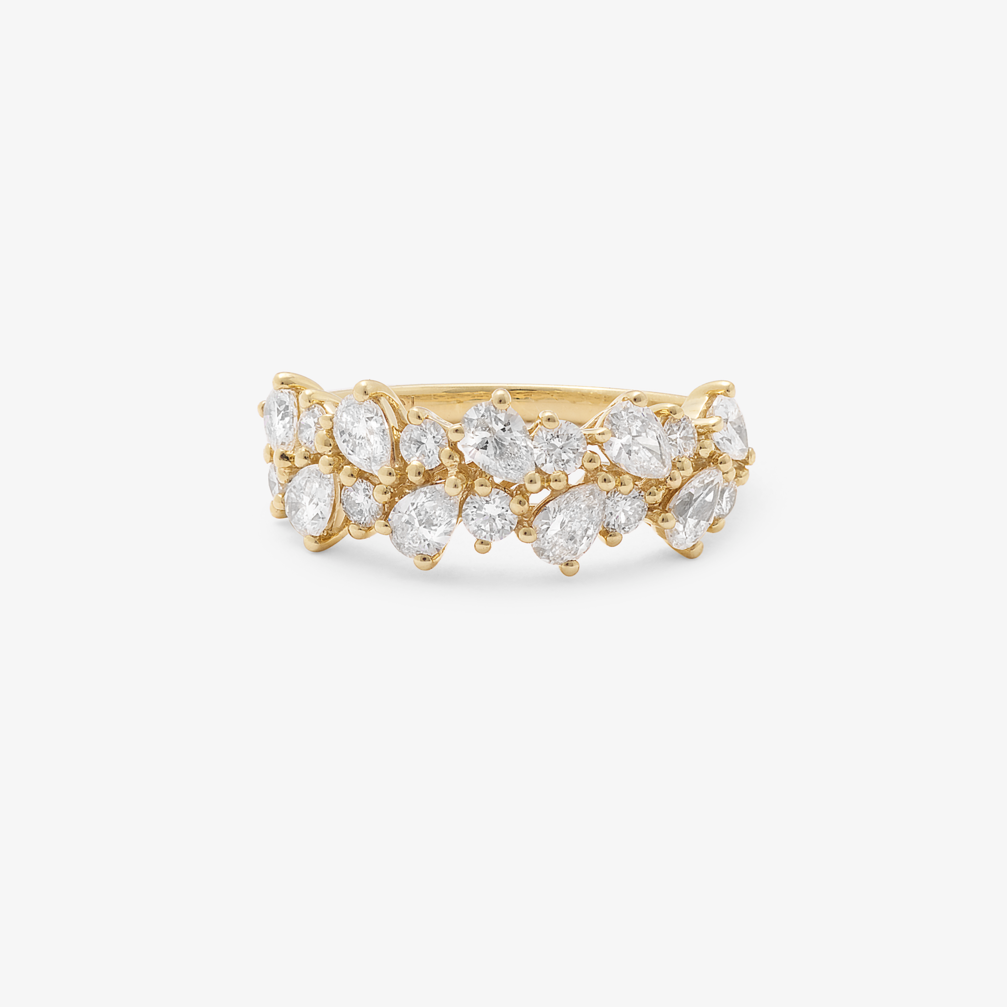 Pear and round scattered lab diamond wide dress ring