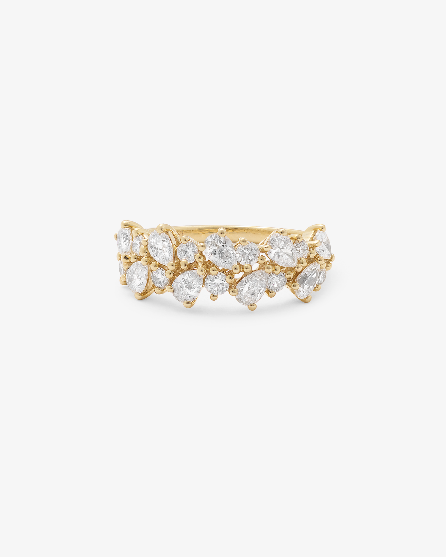 Pear and round scattered lab diamond wide dress ring