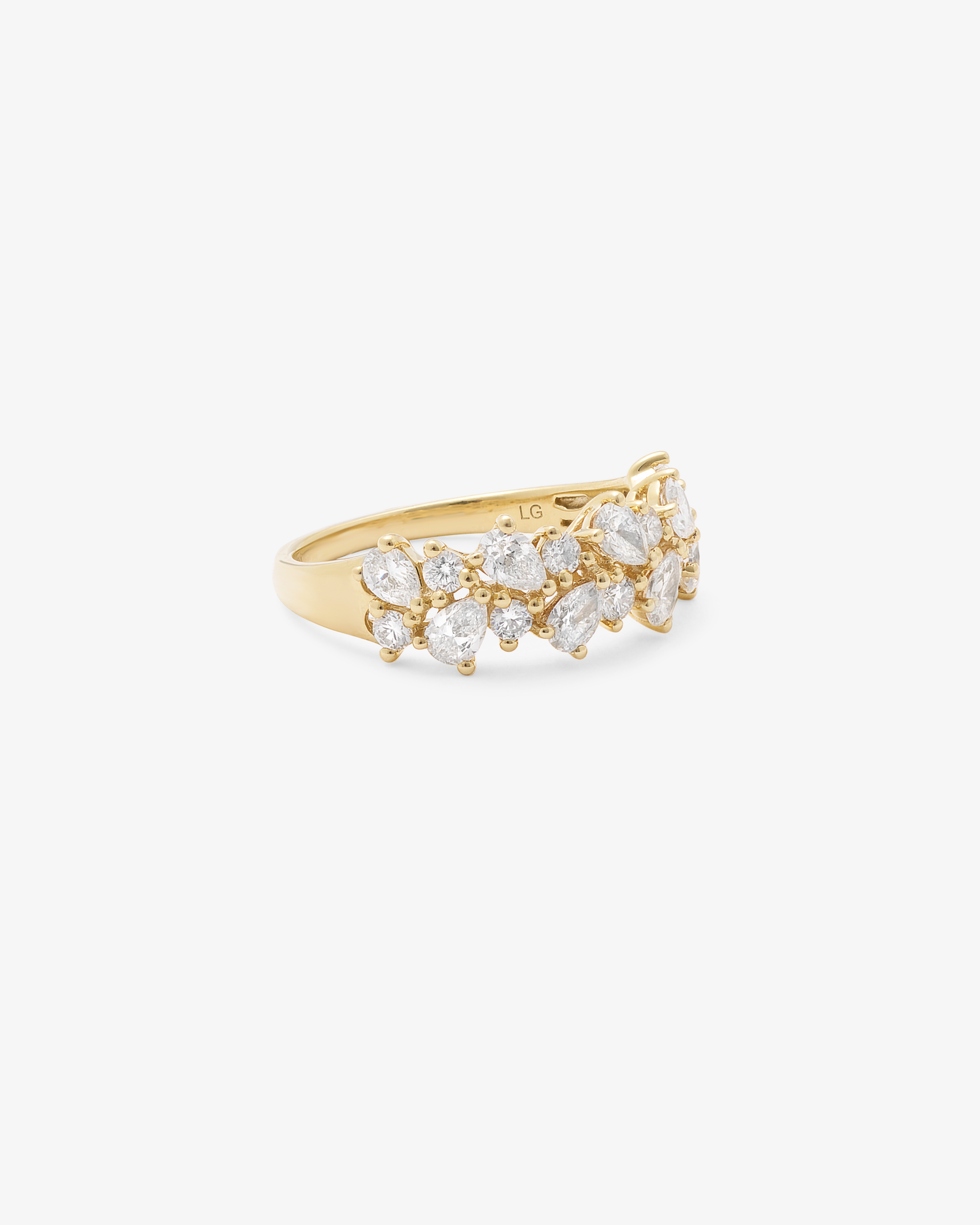 Pear and round scattered lab diamond wide dress ring