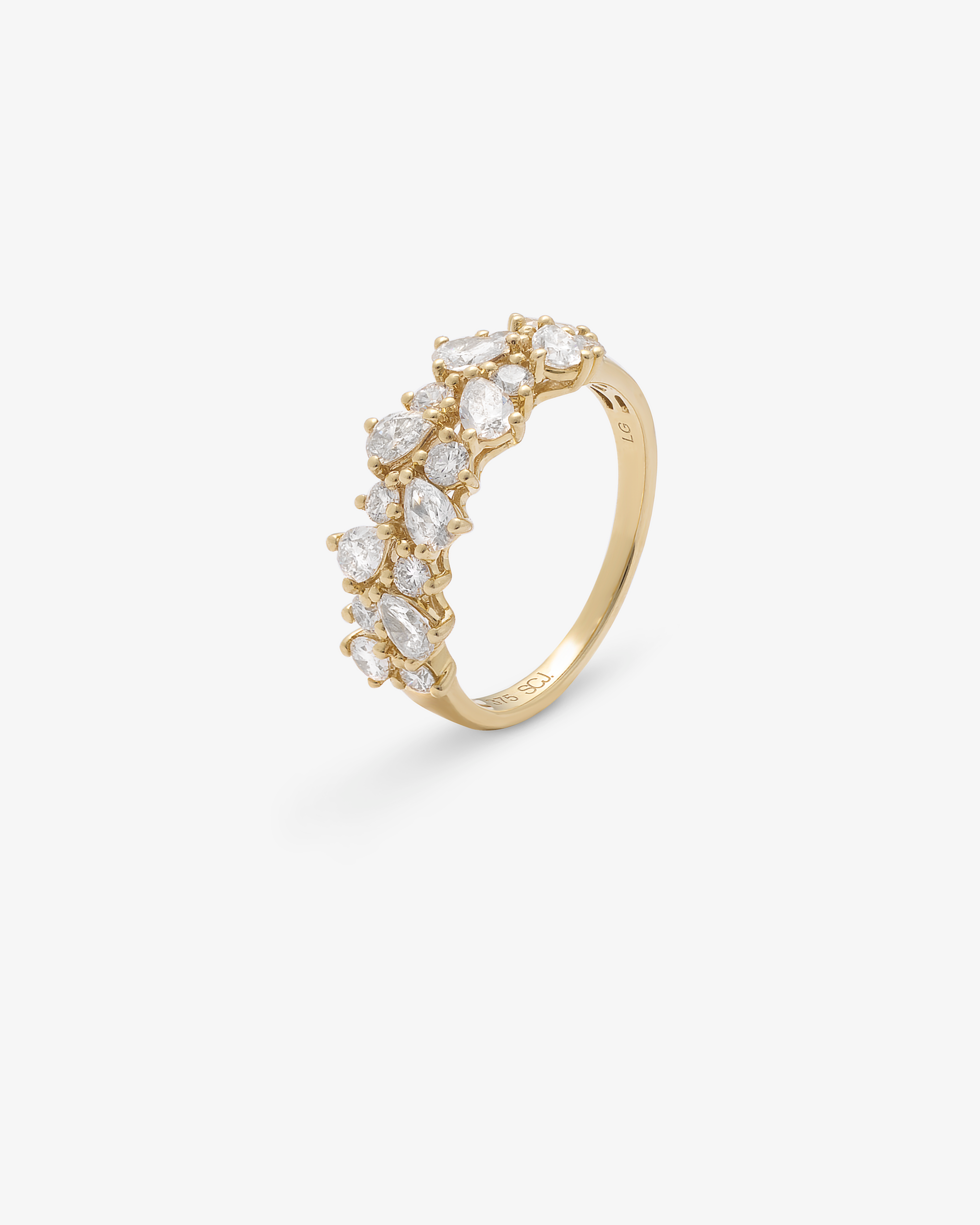 Pear and round scattered lab diamond wide dress ring