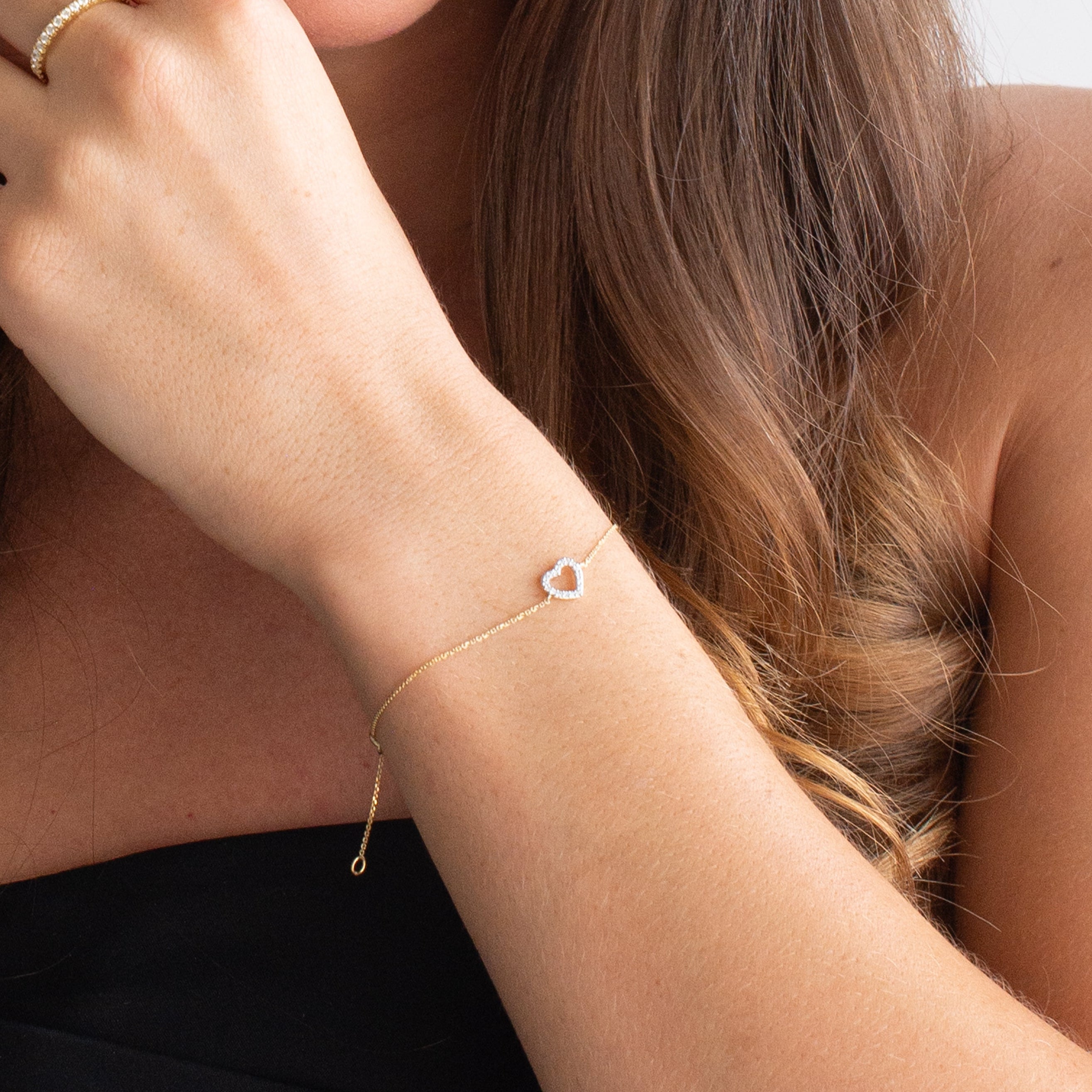 Lab Diamond Claw Set Heart Bracelet