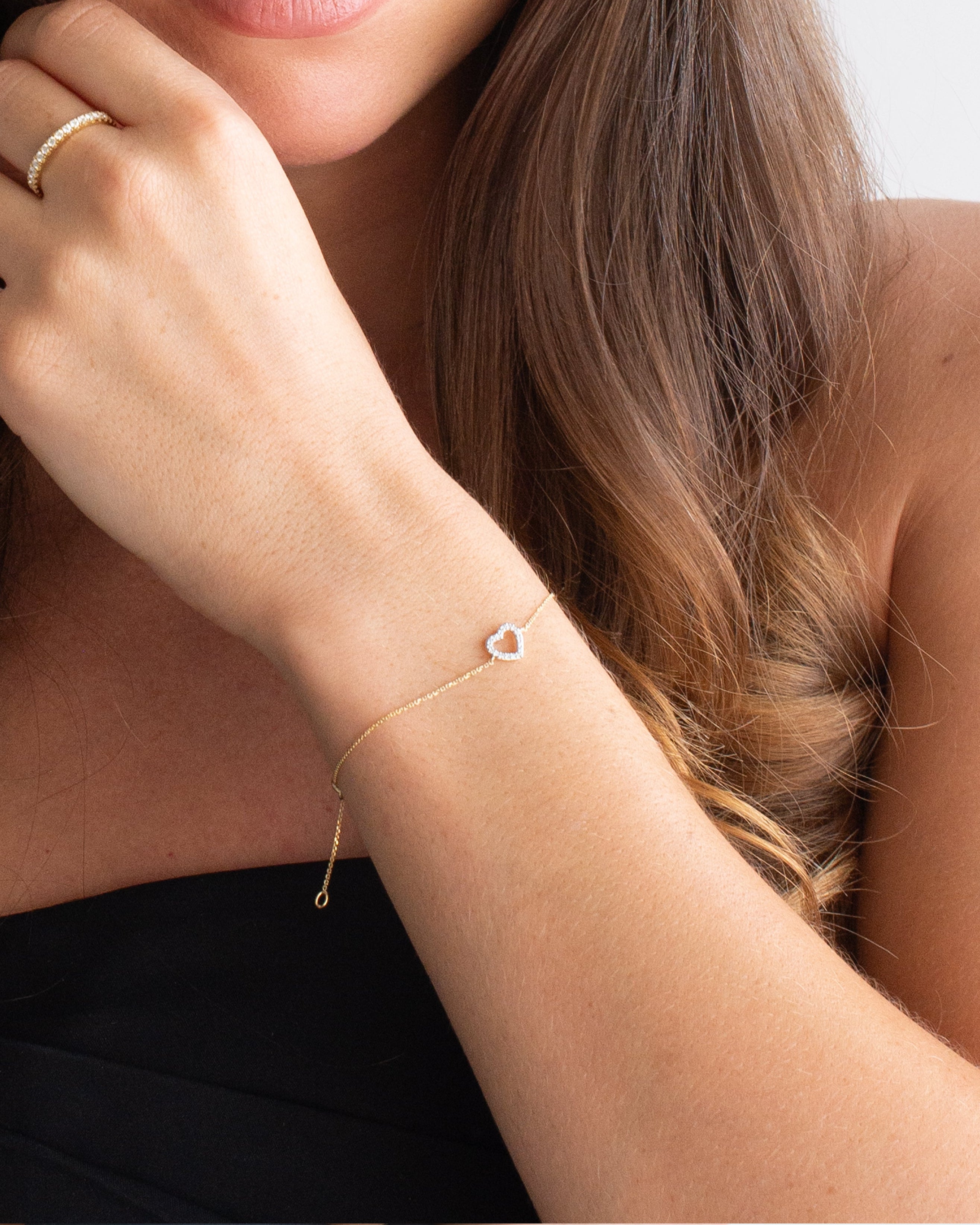 Lab Diamond Claw Set Heart Bracelet