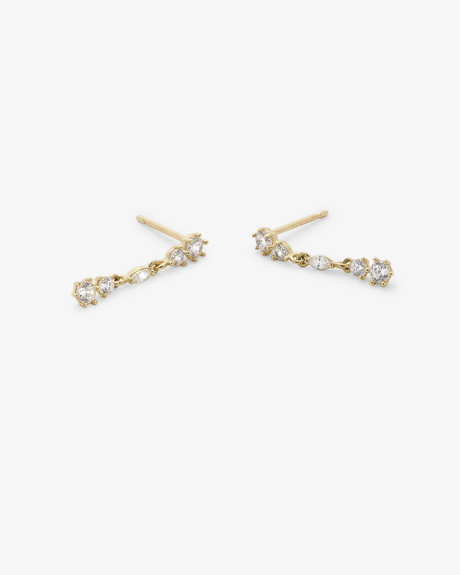 9Y round cubic zirconia claw set drop earrings
