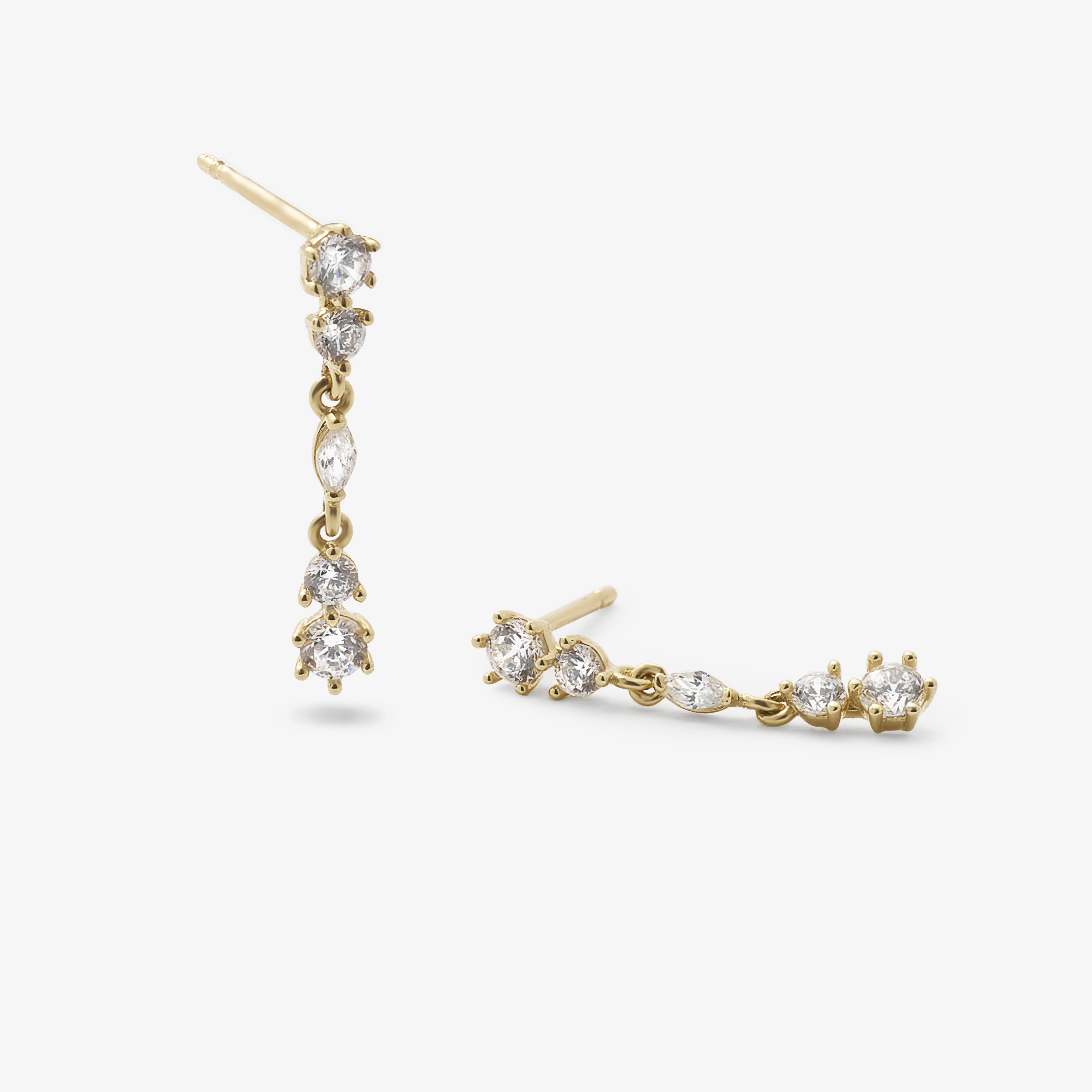 9Y round cubic zirconia claw set drop earrings