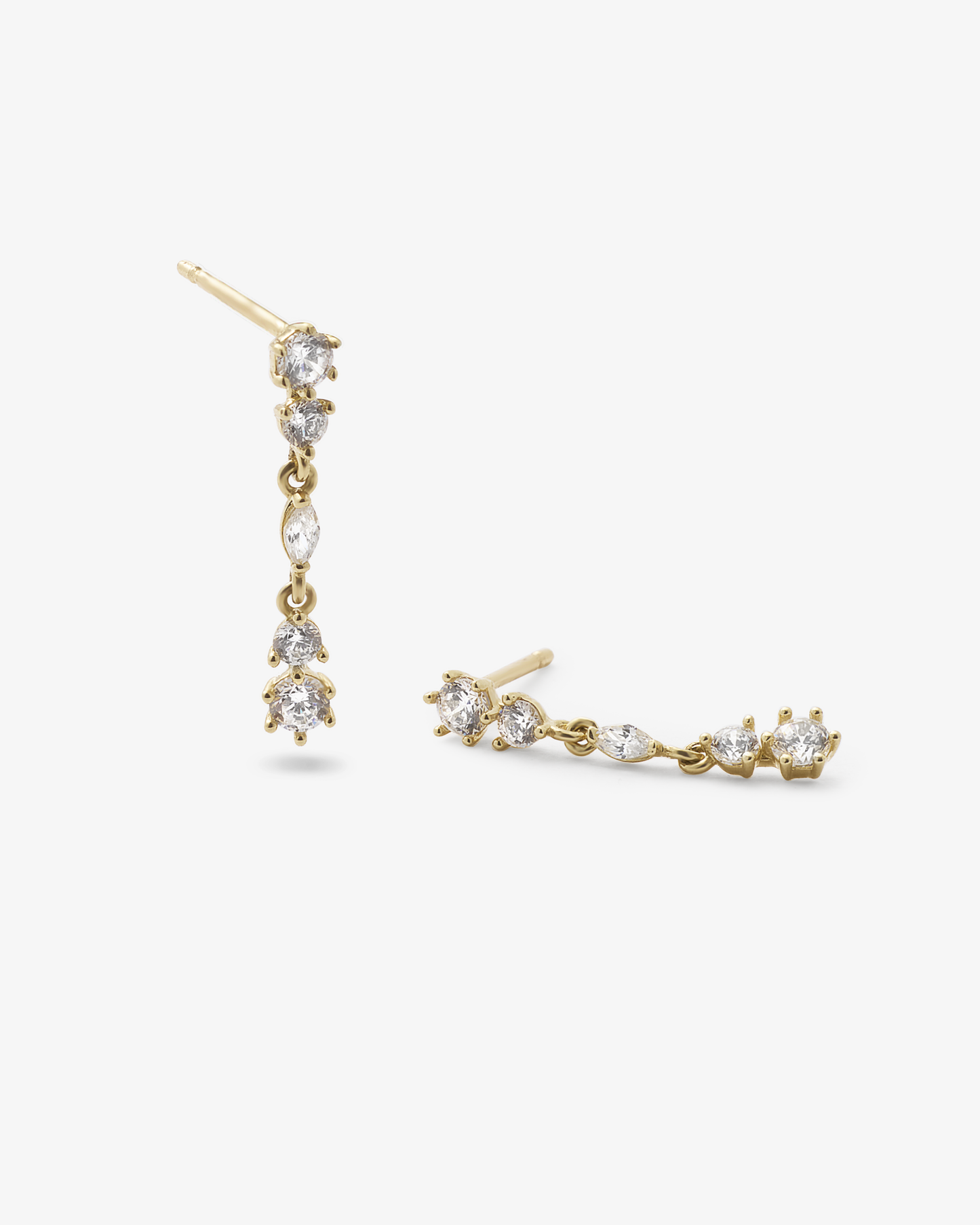 9Y round cubic zirconia claw set drop earrings