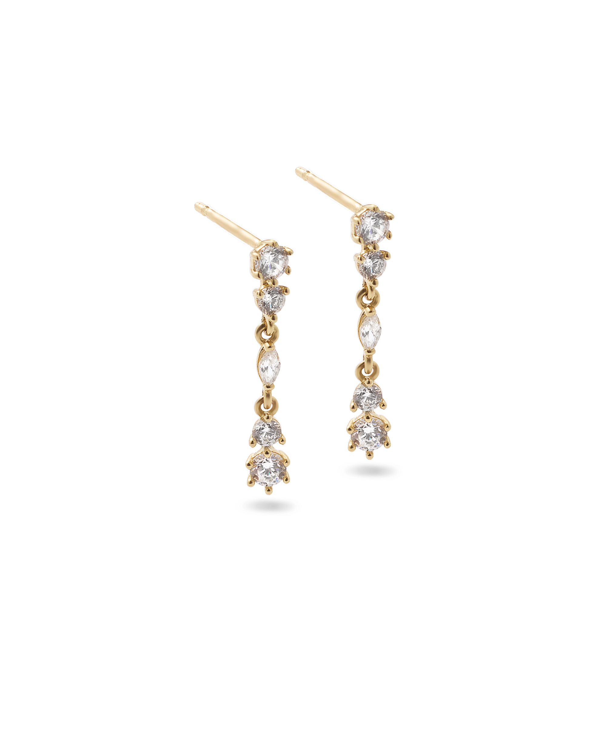 9Y round cubic zirconia claw set drop earrings
