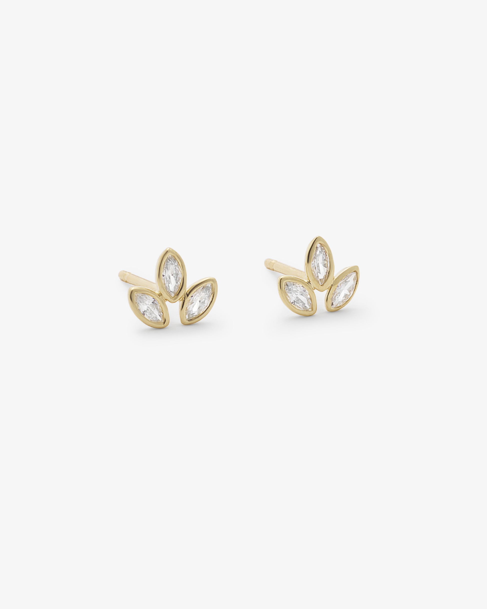 Marquise Trilogy Bezel Set Stud Earrings