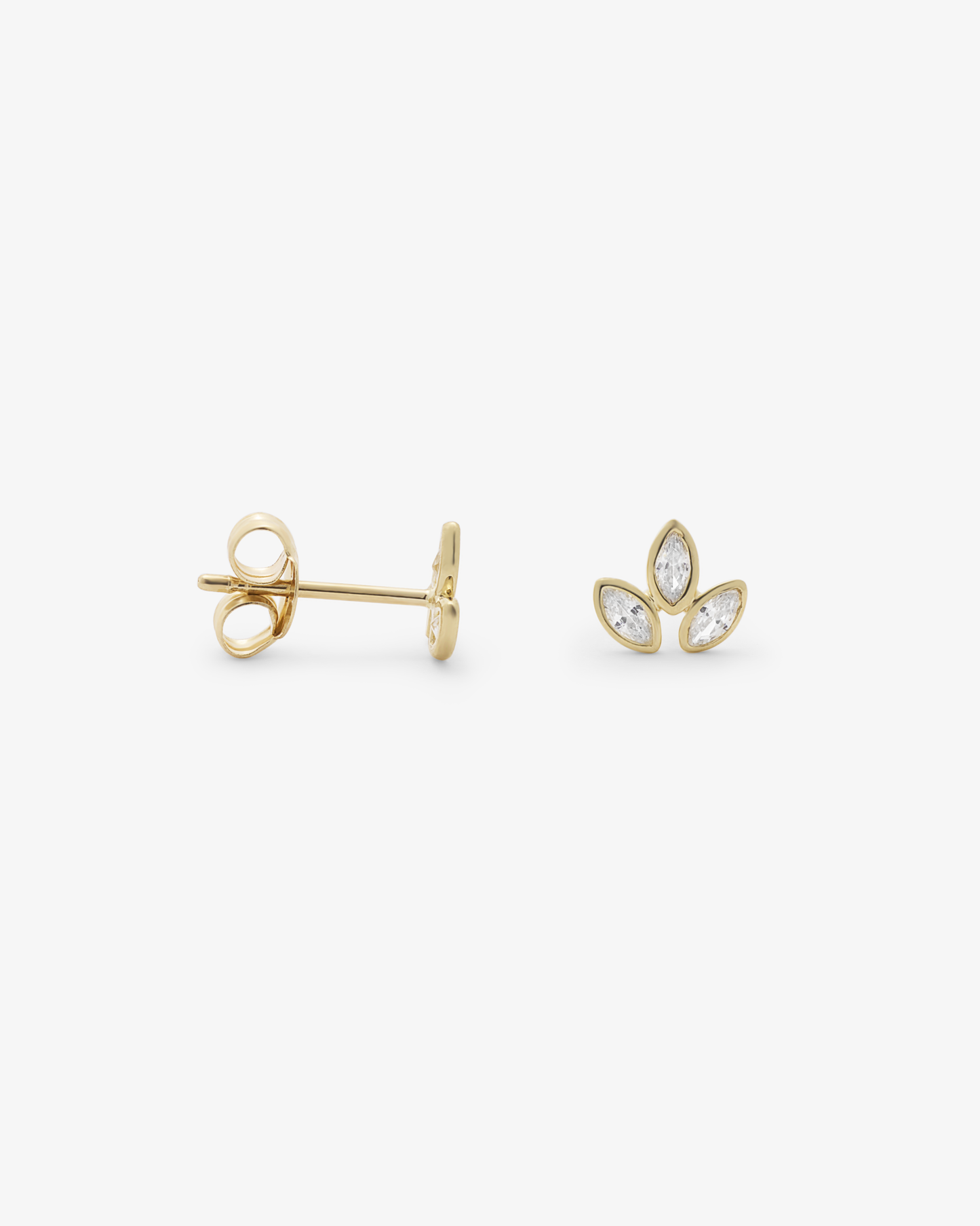 Marquise Trilogy Bezel Set Stud Earrings