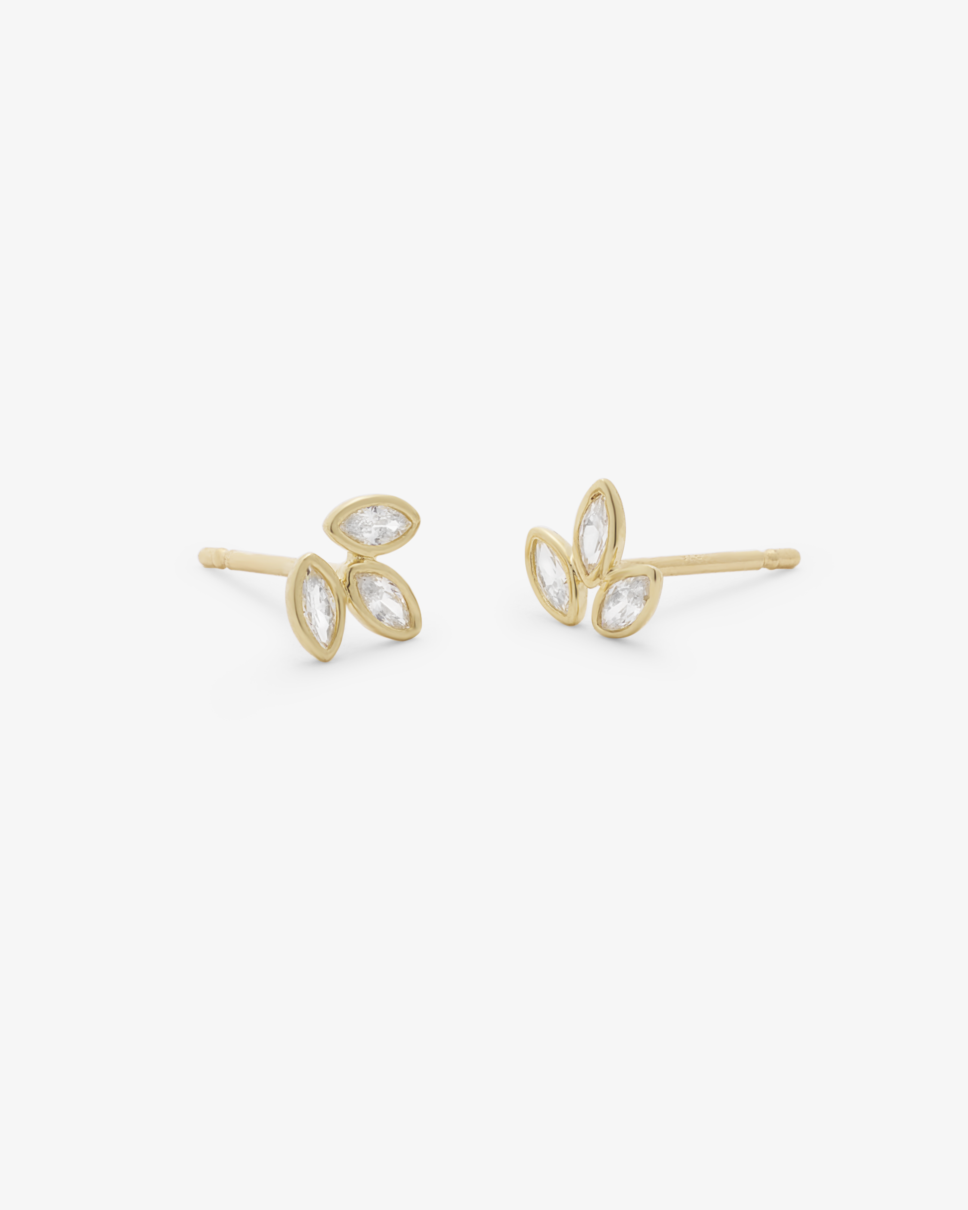 Marquise Trilogy Bezel Set Stud Earrings