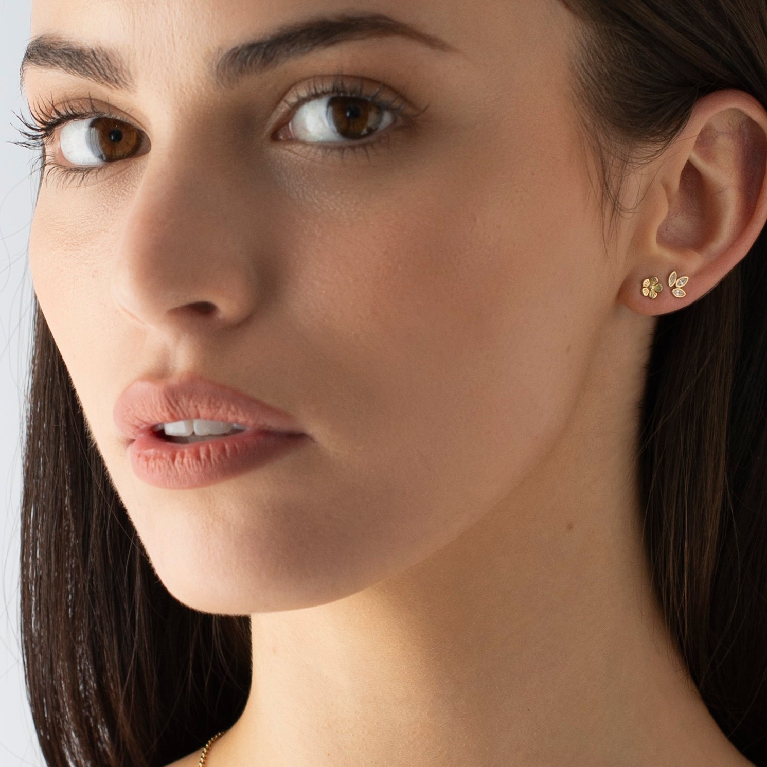 Petal Gold Zirconia Studs