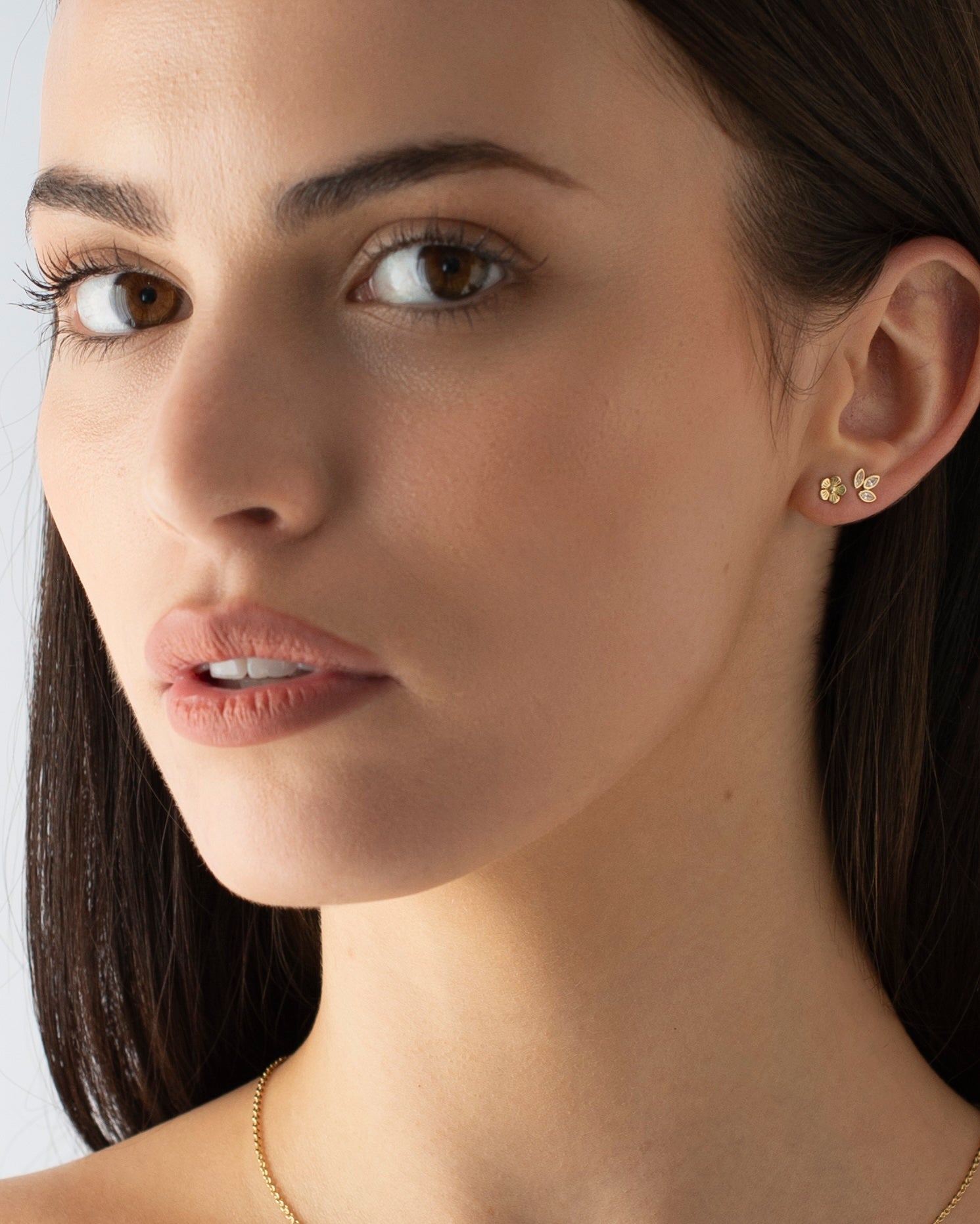 Marquise Trilogy Bezel Set Stud Earrings