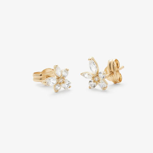 9Y marquise, round and princess cubic zirconia claw set cluster stud earrings
