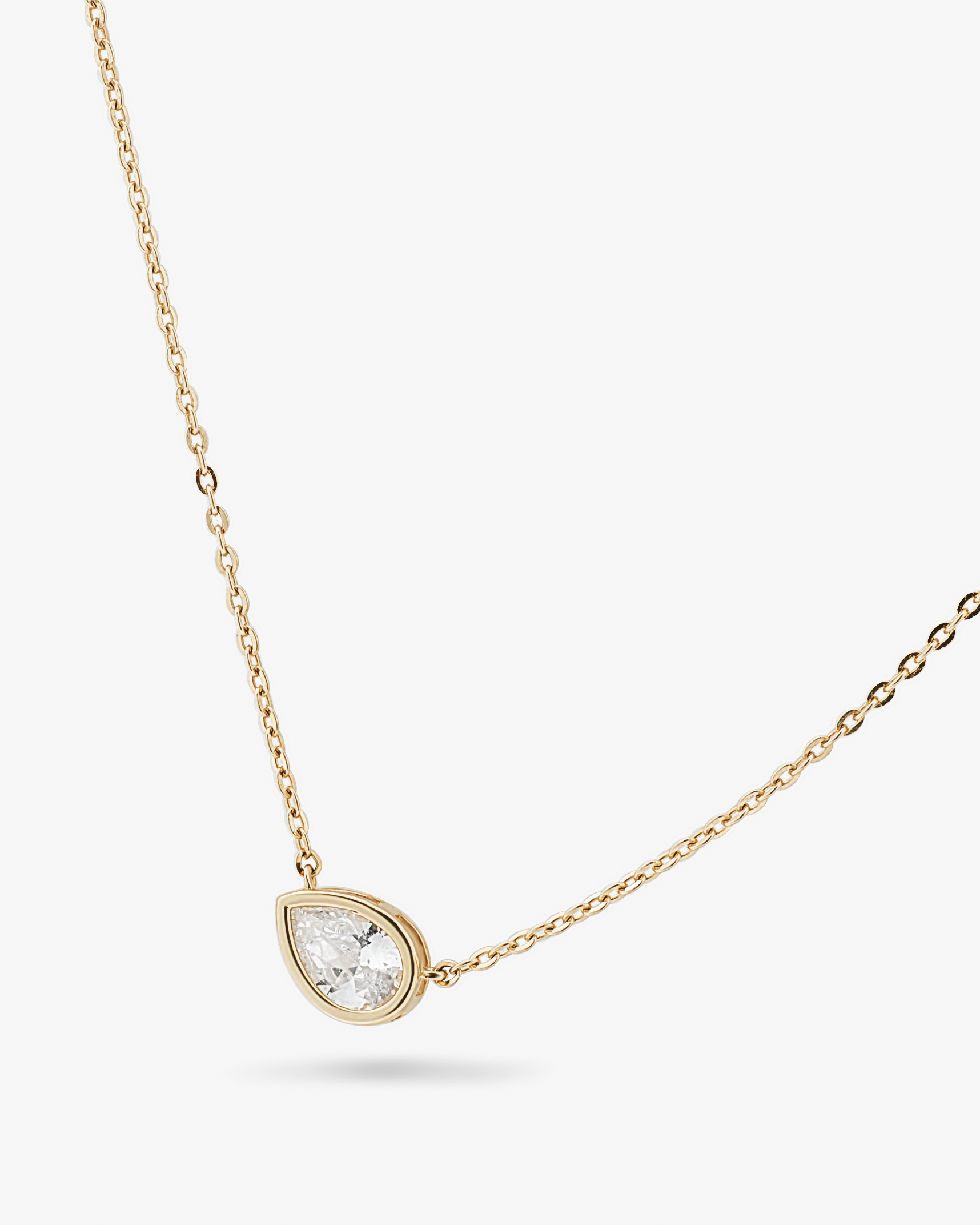 Pear Zirconia Bezel Necklace East West