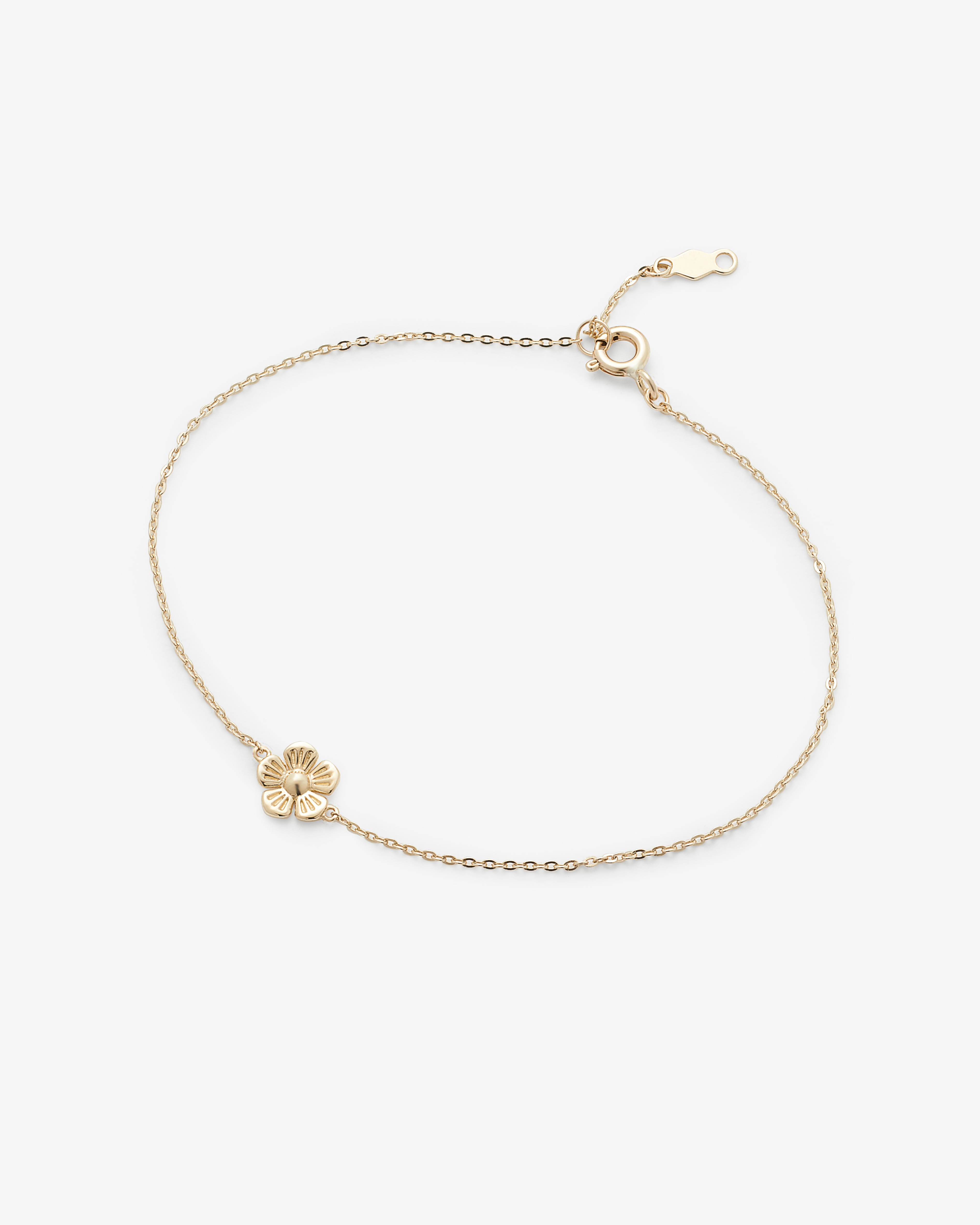 9K Yellow Gold Flower Detail Bracelet 19cm