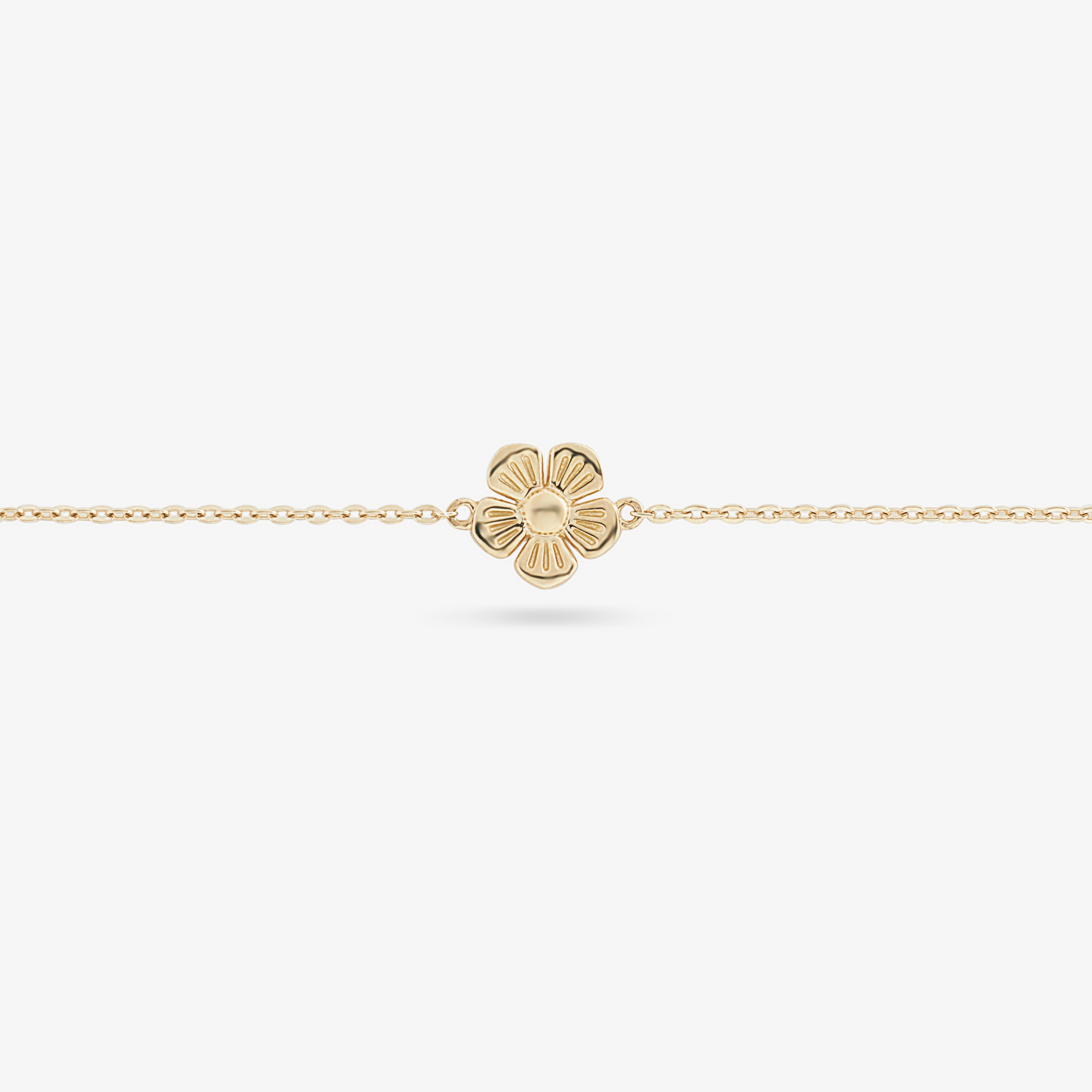 9K Yellow Gold Flower Detail Bracelet 19cm