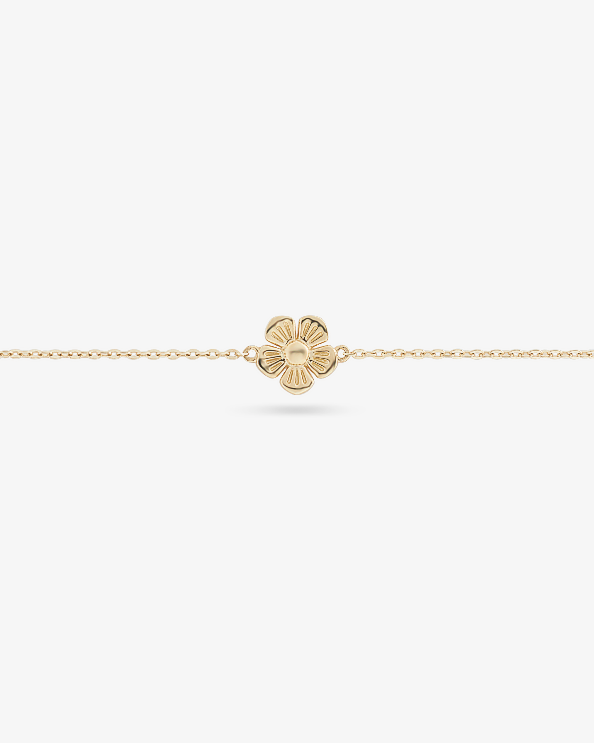 9K Yellow Gold Flower Detail Bracelet 19cm