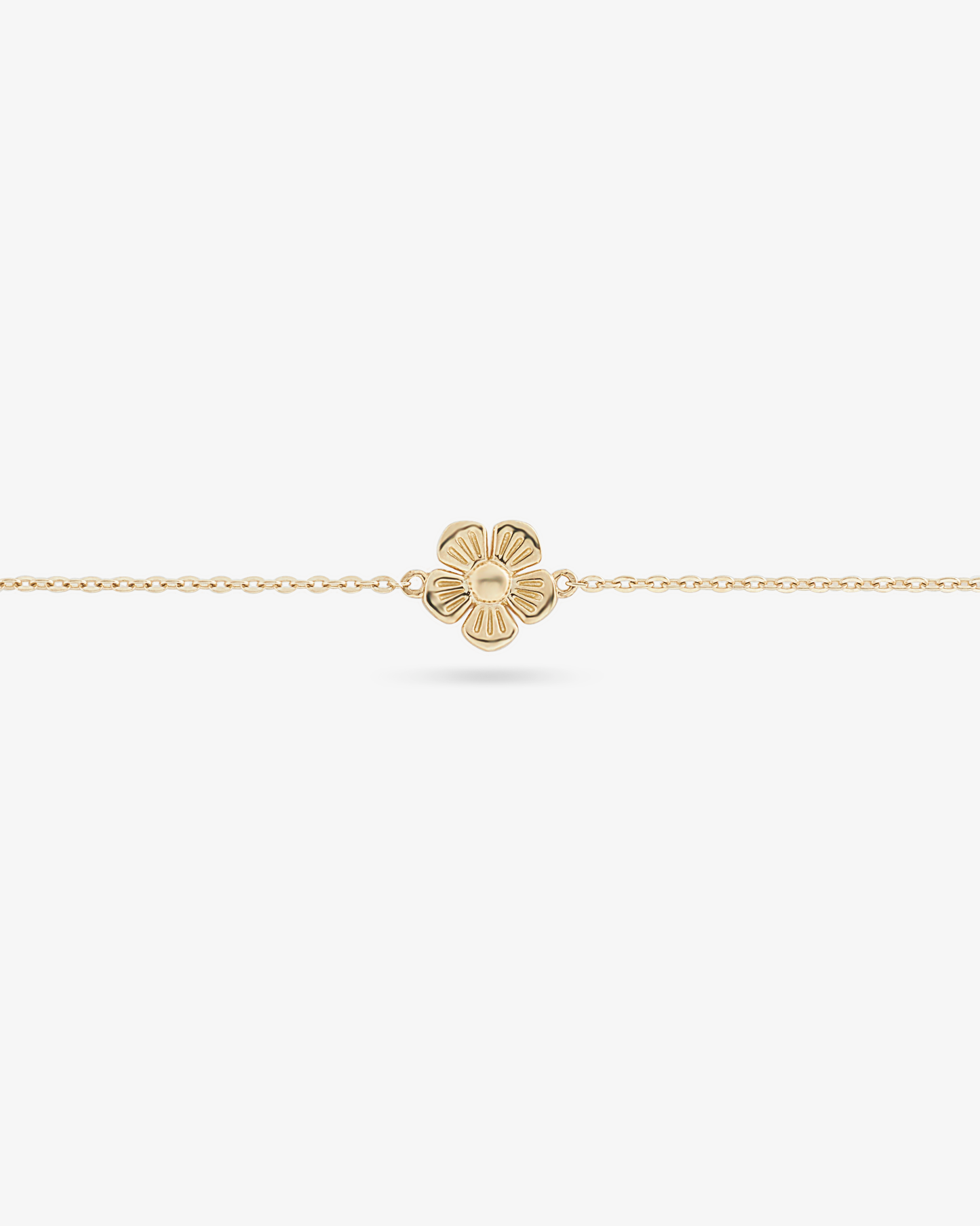 9K Yellow Gold Flower Detail Bracelet 19cm