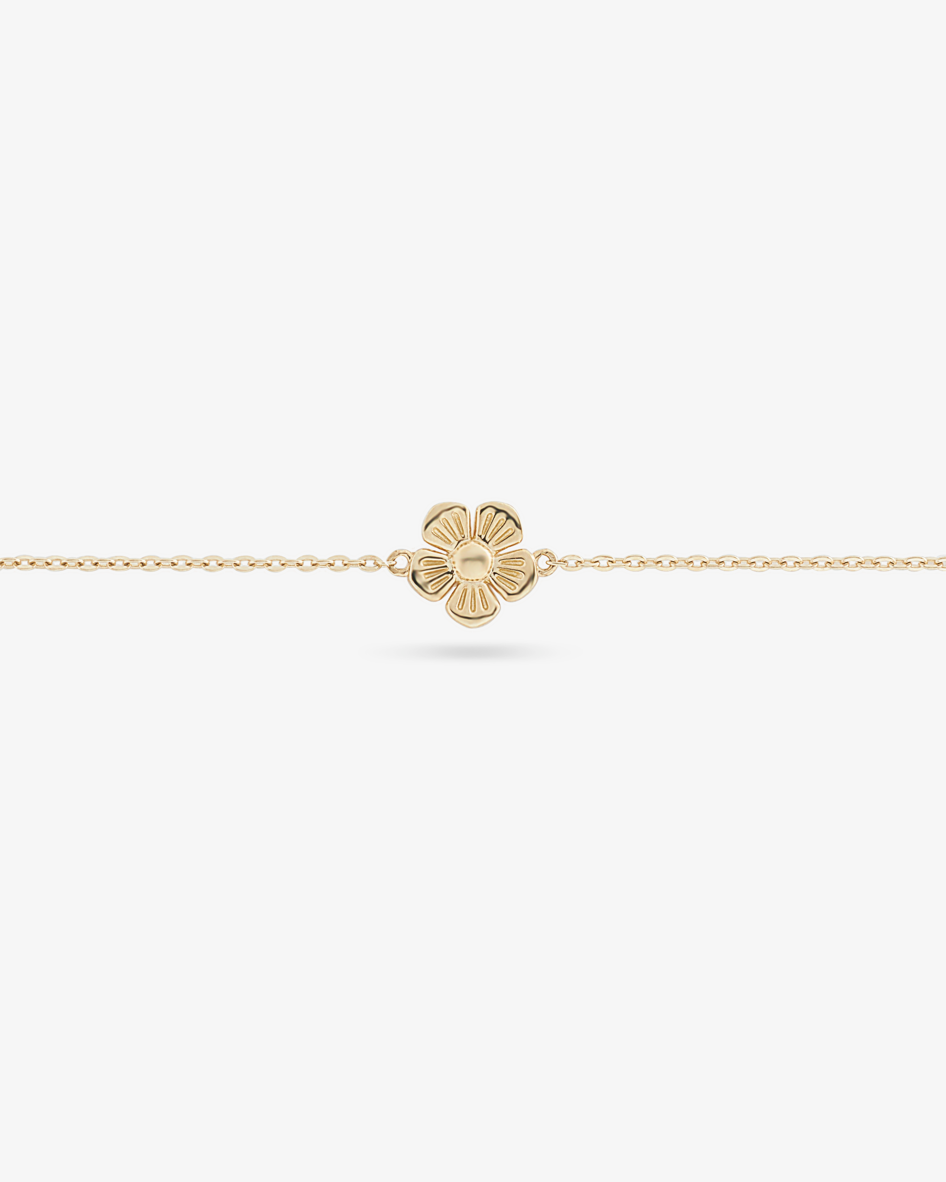 9K Yellow Gold Flower Detail Bracelet 19cm