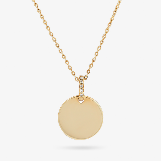 9Y 0.02tdw round diamond claw set bail plain circle pendant