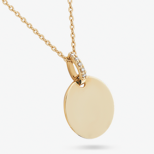 9Y 0.02tdw round diamond claw set bail plain circle pendant