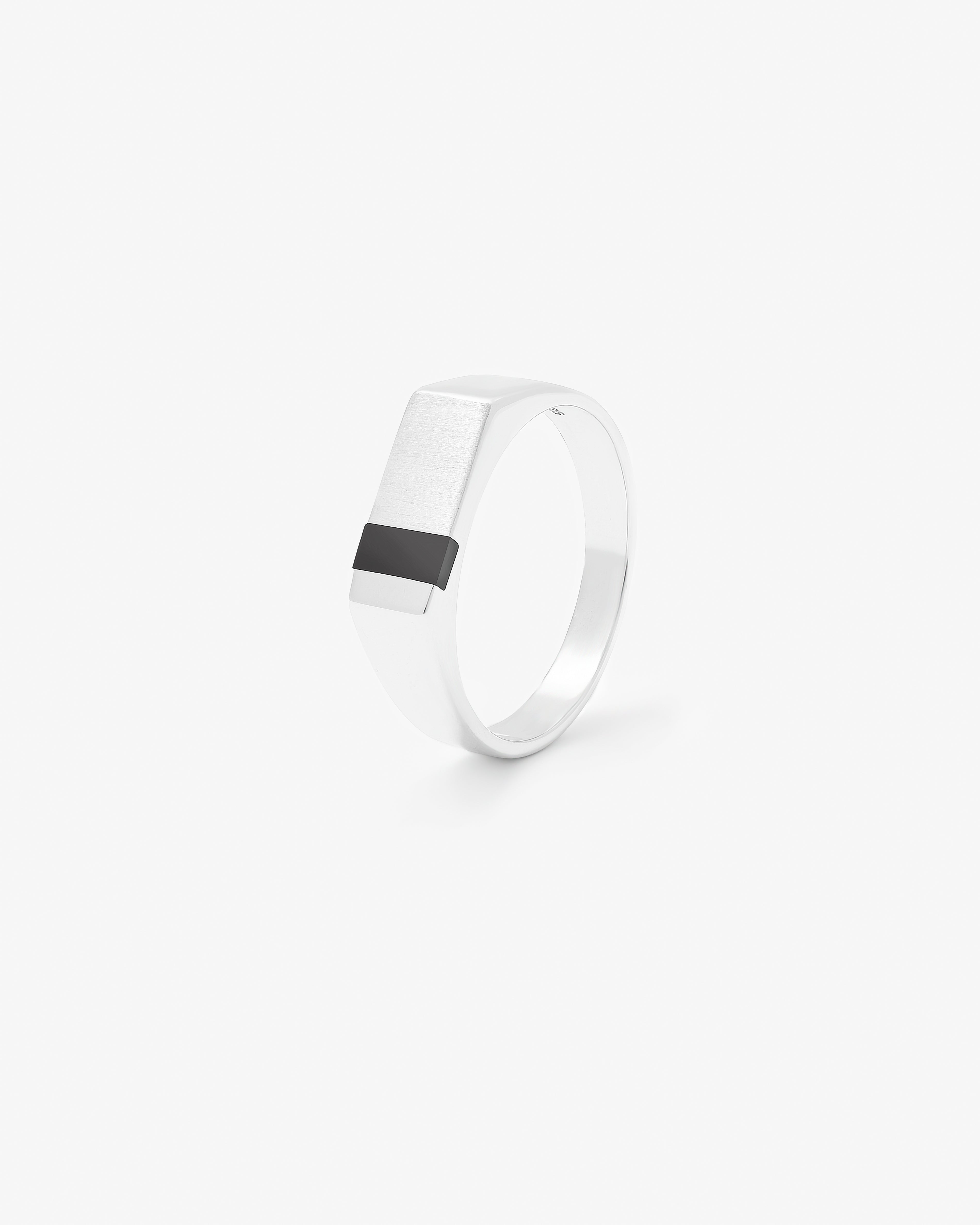 Sterling Silver Onyx Inlay Flat top Ring