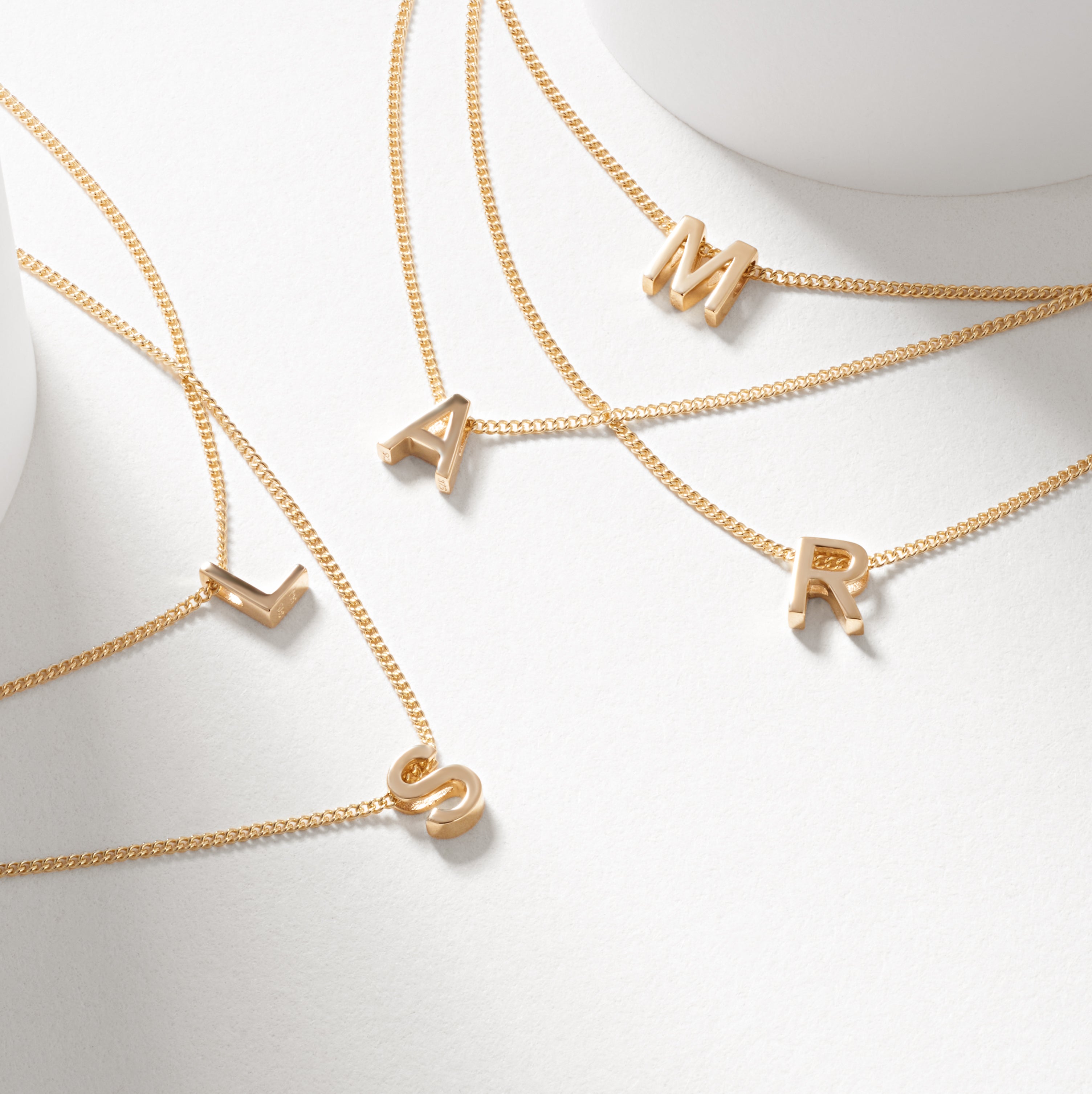 9K Yellow Gold 6mm Slider Initial N with Chain 45cm