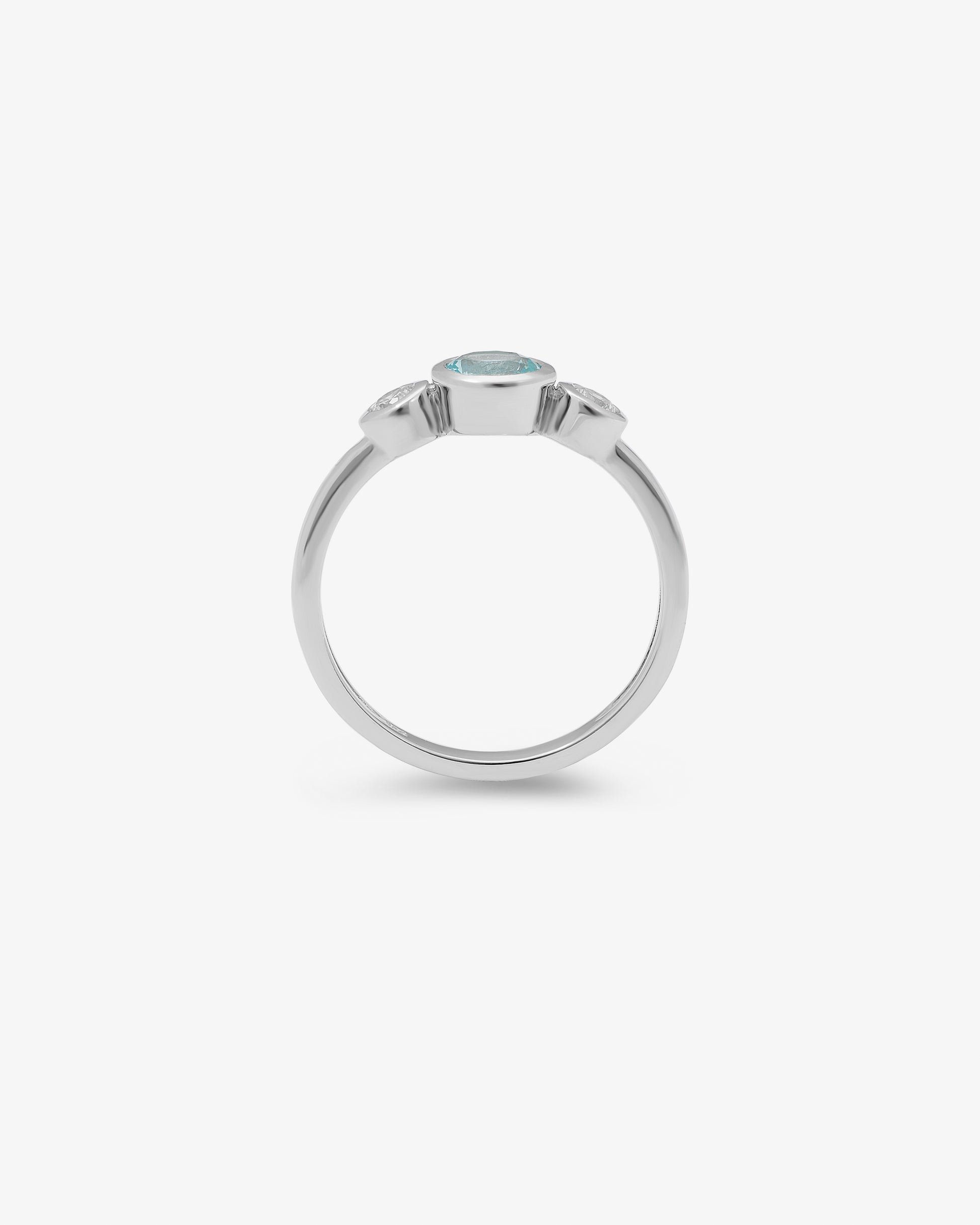 Sterling Silver Blue Zirconia Bezel Ring